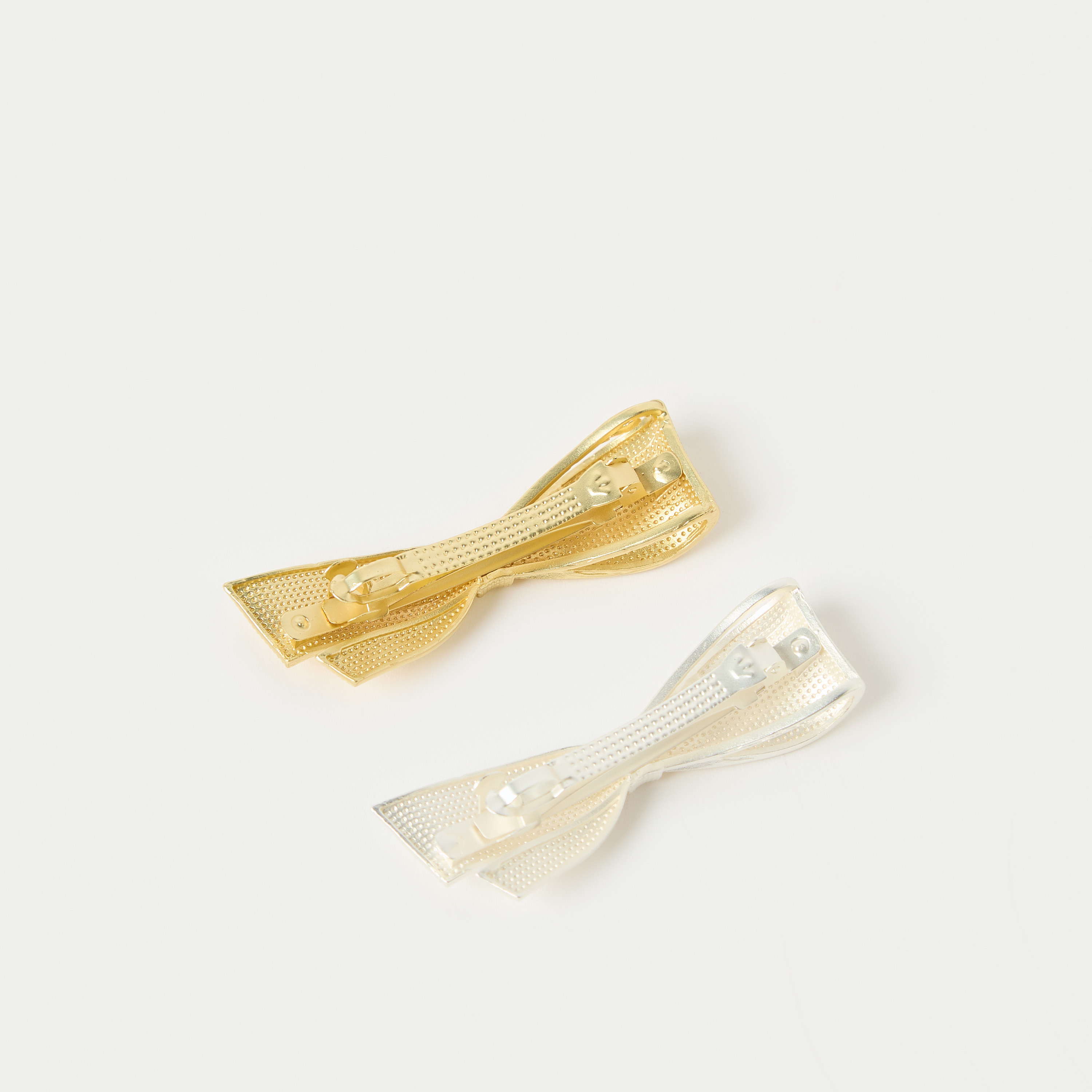 Charmz Textured Bow Shaped Barrette Hair Clip - Set of 2-girls-accessories-hairaccessories-image-3