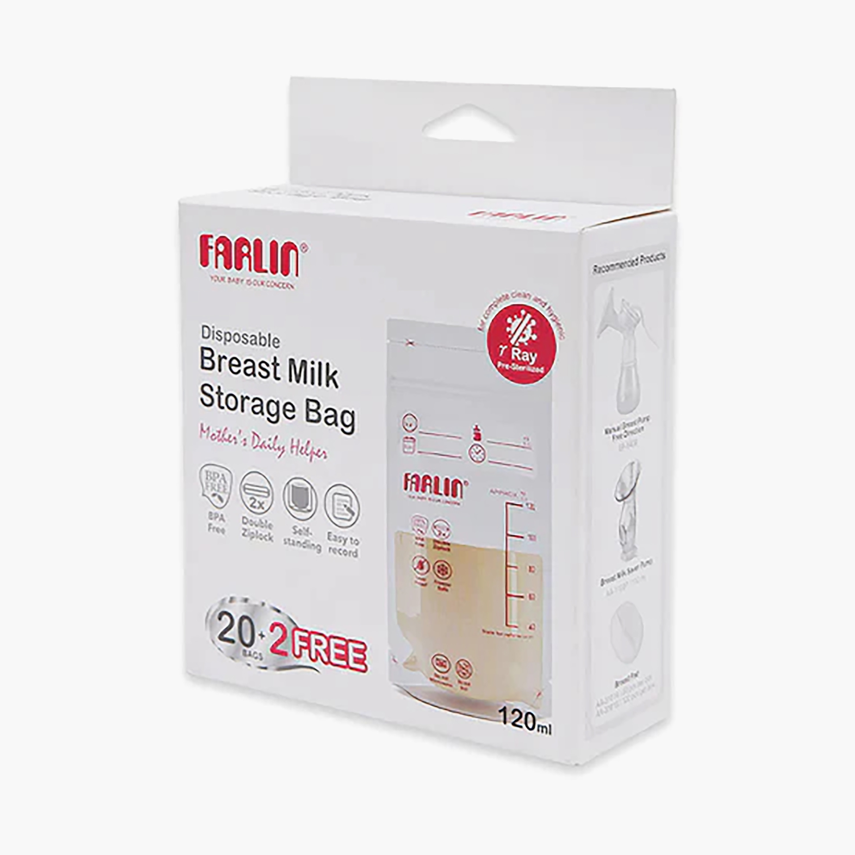 Farlin 22-Piece Breast Milk Storage Bags - 120 ml - Buy 20 get 2 Free-baby-feeding-breastfeedingandcare-image-2