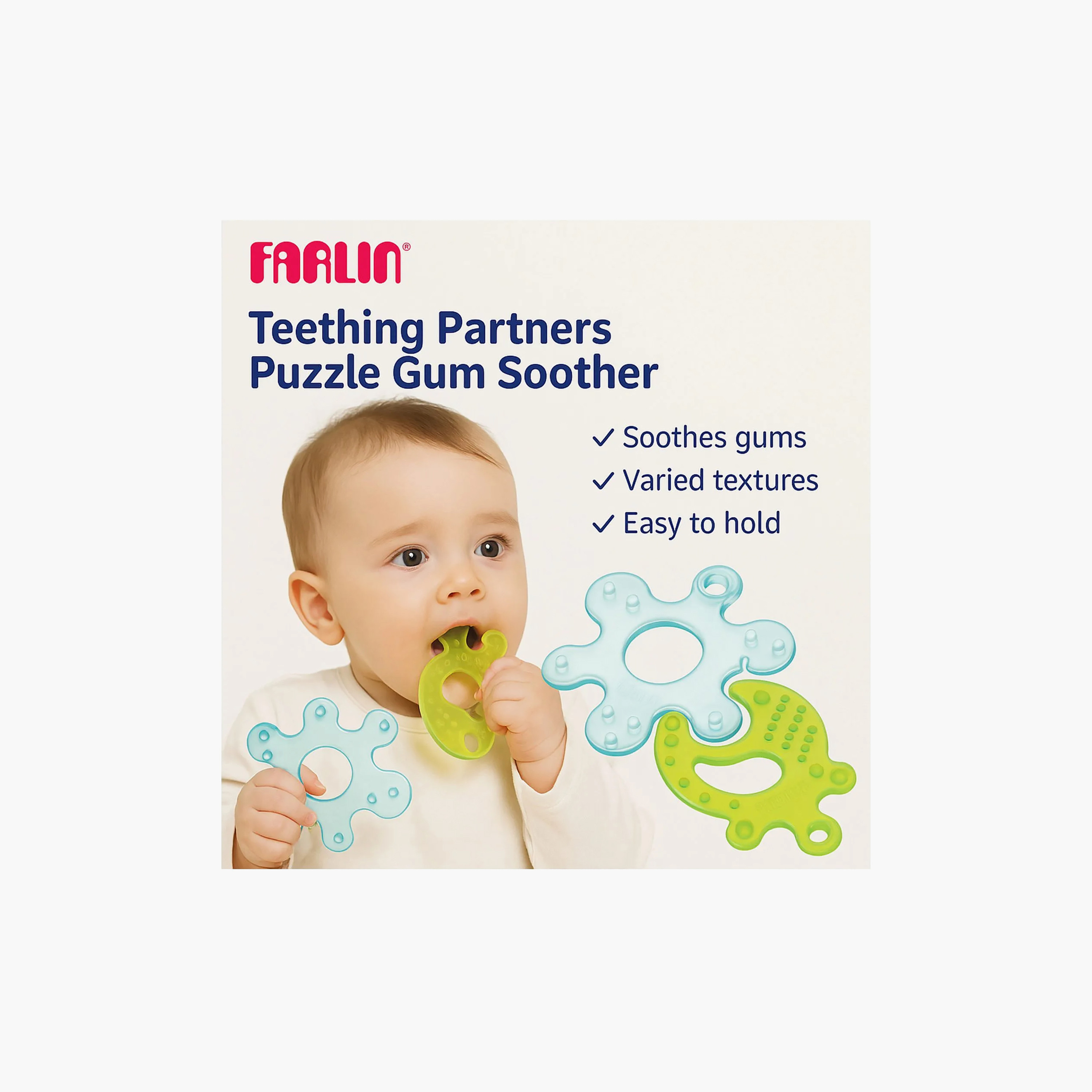 طقم عضاضات ومهدئات لثة بتصميم بازل متداخل (قطعتين) من فارلين-baby-feeding-teethers-image-5