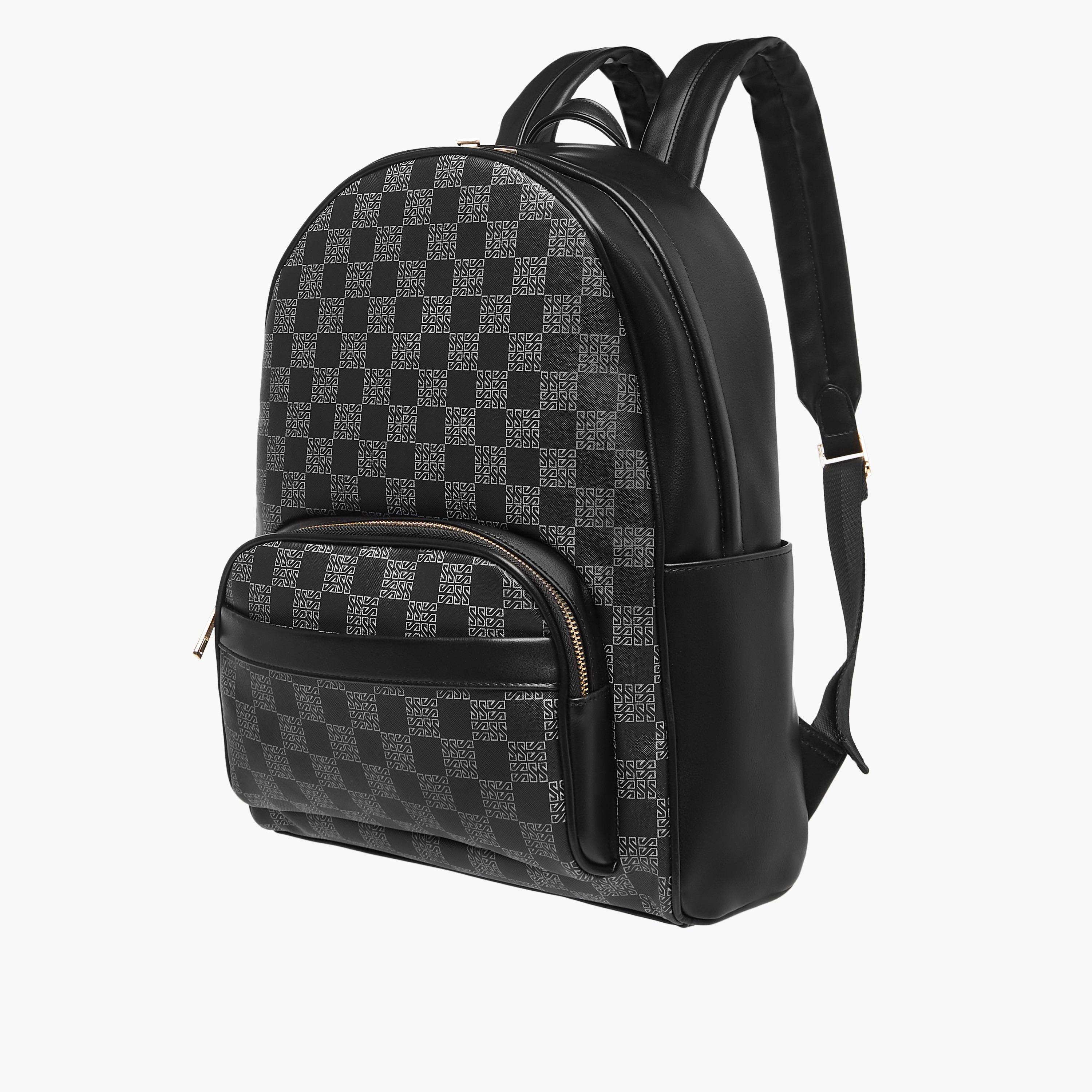 Sasha Tia Checked Backpack with Zip Closure and Adjustable Strap-women-bagsandwallets-backpacks-image-3