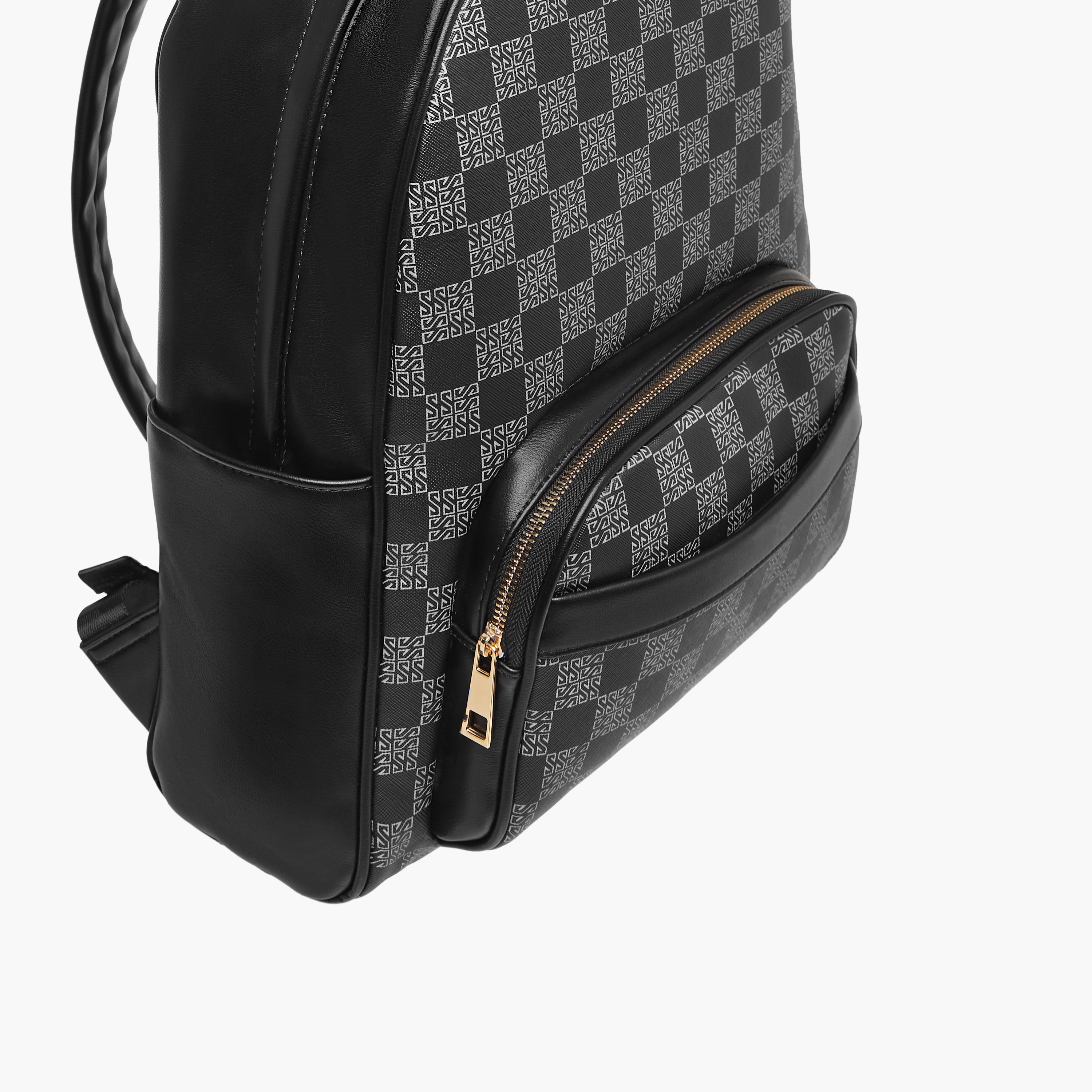 Sasha Tia Checked Backpack with Zip Closure and Adjustable Strap-women-bagsandwallets-backpacks-image-5