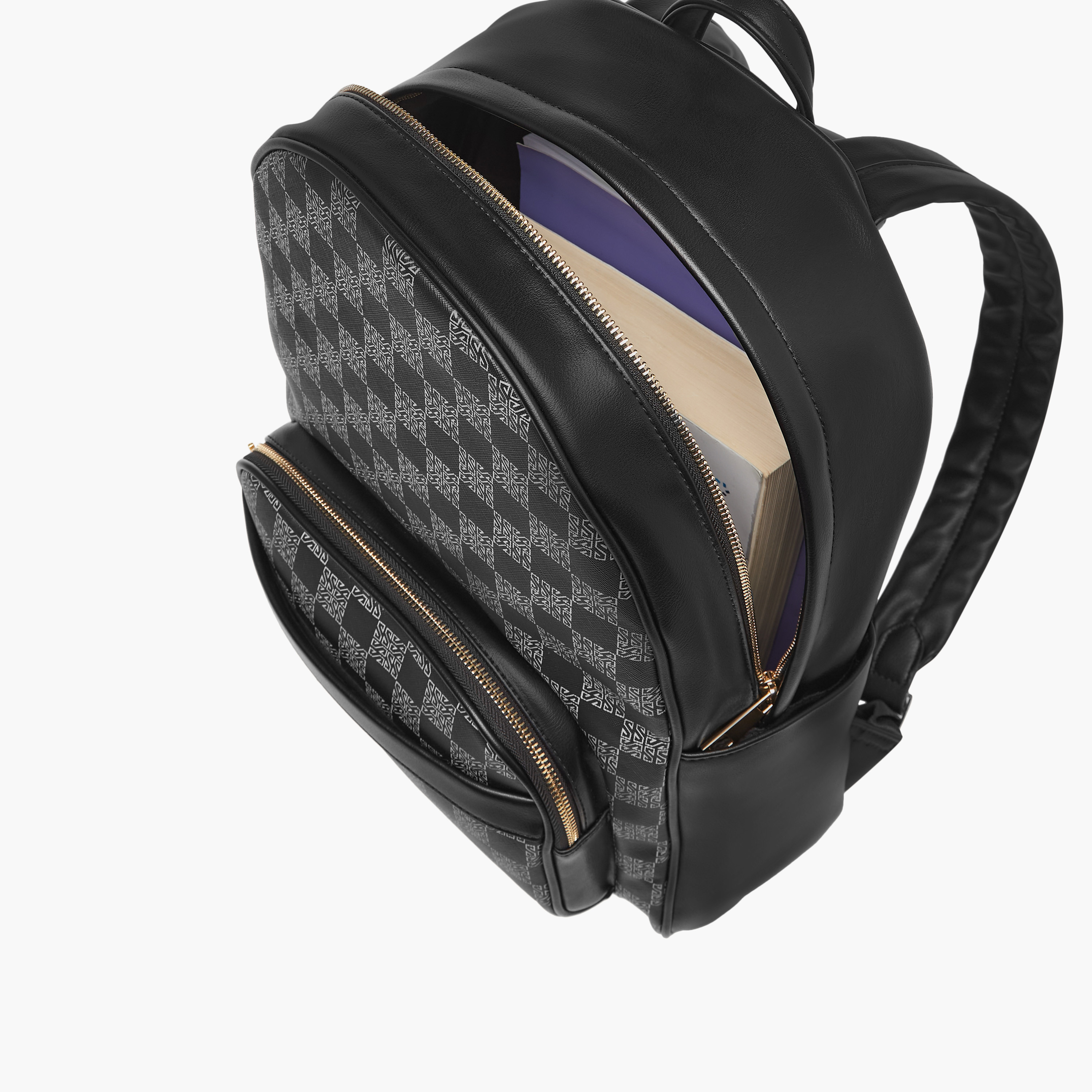 Sasha Tia Checked Backpack with Zip Closure and Adjustable Strap-women-bagsandwallets-backpacks-image-7