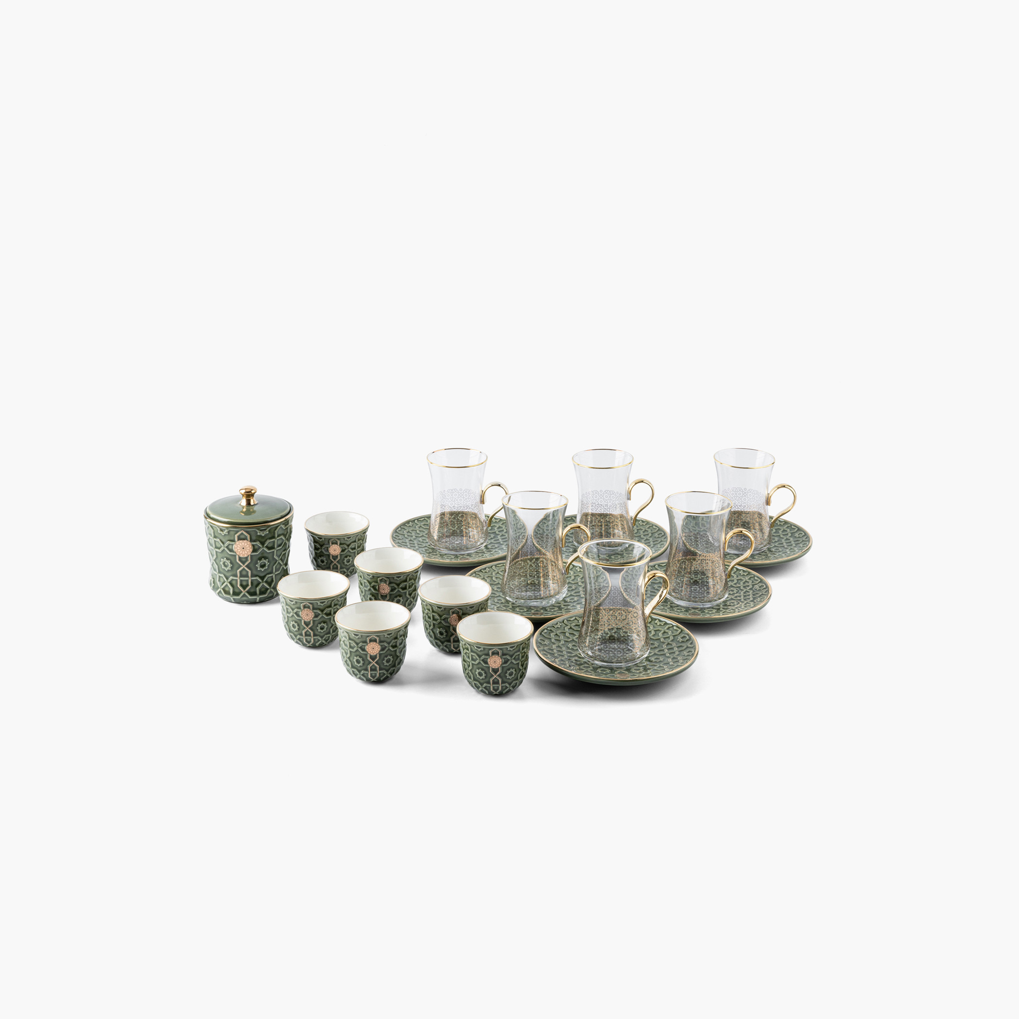Otantik Rosette 19-Piece Porcelain Cup and Saucer Set with Sugar Pot-household-dining-teaandcoffee-teaandcoffeesets-image-3