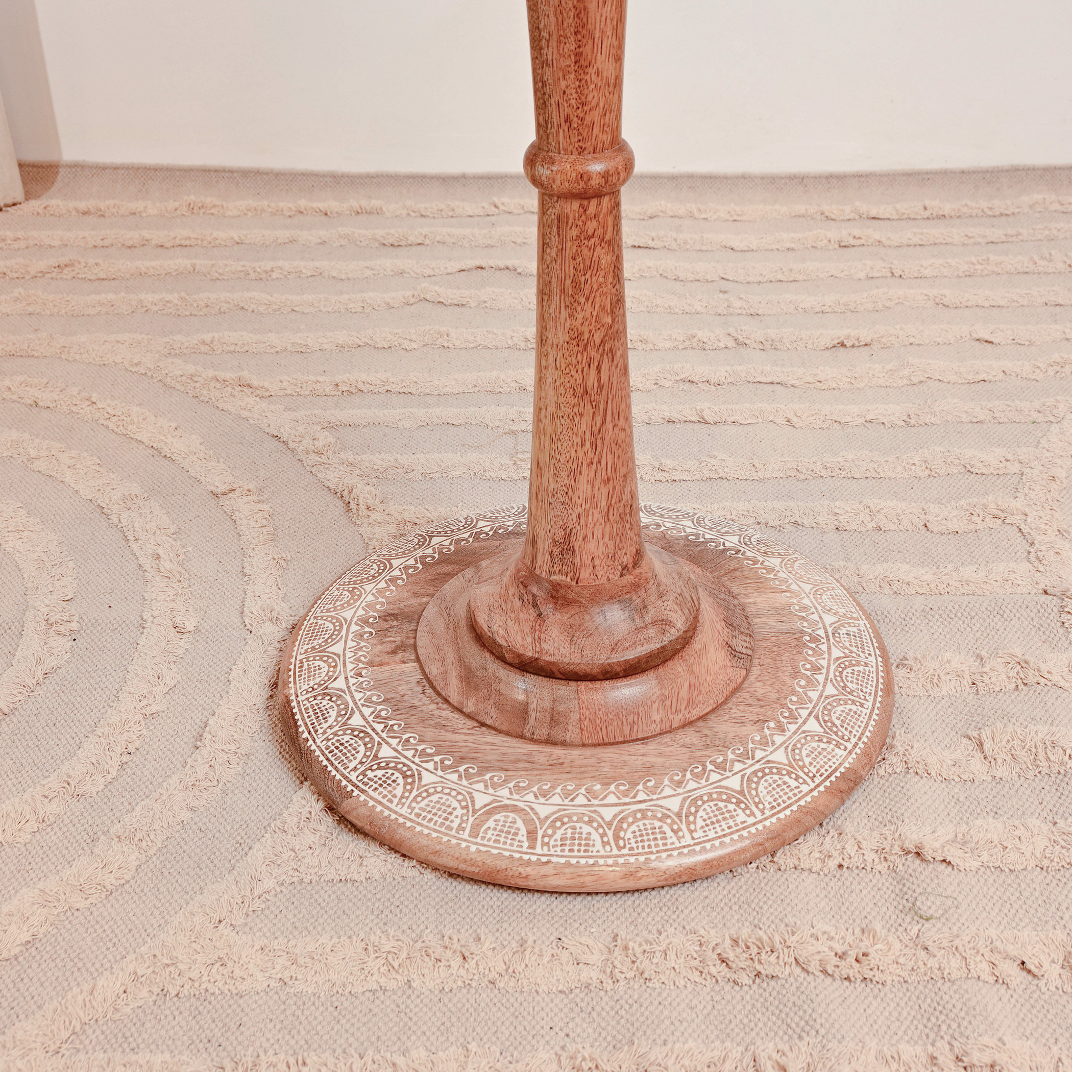 Crafted by Lifestyle Wooden Top Accent Table with Pedestal Base - 60x45x60 cms-furniture-livingroom-sideandendtables-image-3