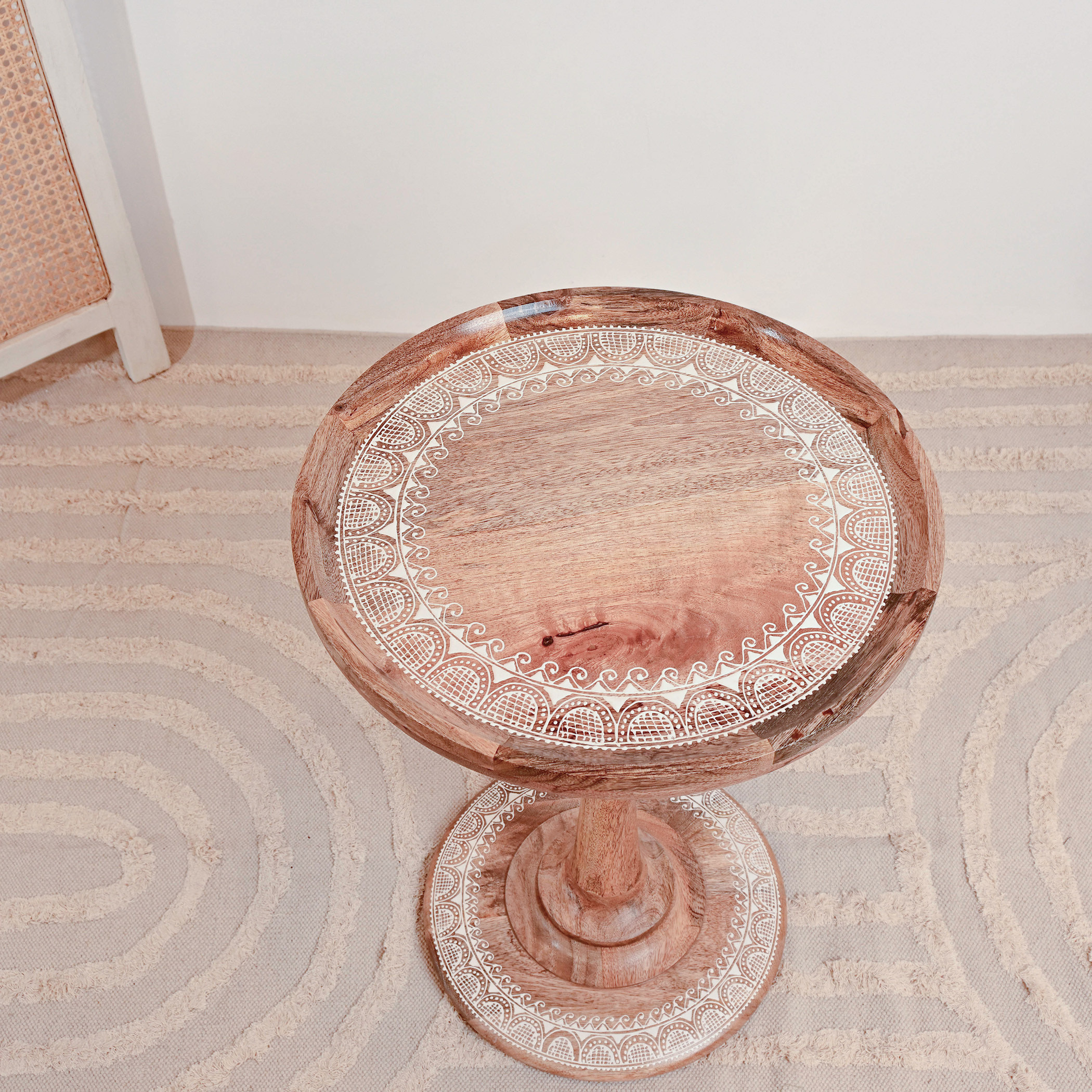 Crafted by Lifestyle Wooden Top Accent Table with Pedestal Base - 60x45x60 cms-furniture-livingroom-sideandendtables-image-5