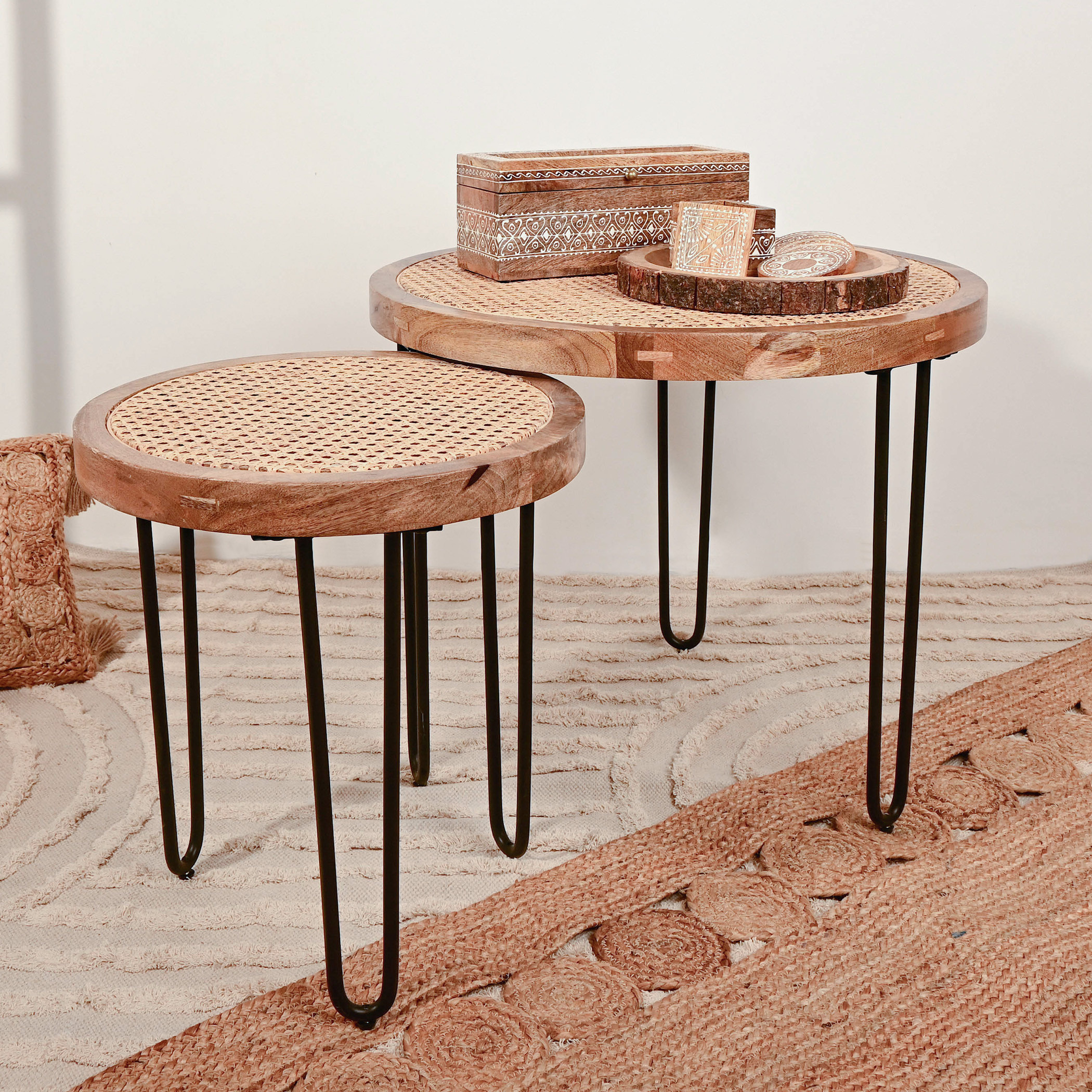 Crafted by Lifestyle Rattan Top Nesting Table - Set of 2-furniture-livingroom-nestoftables-image-1