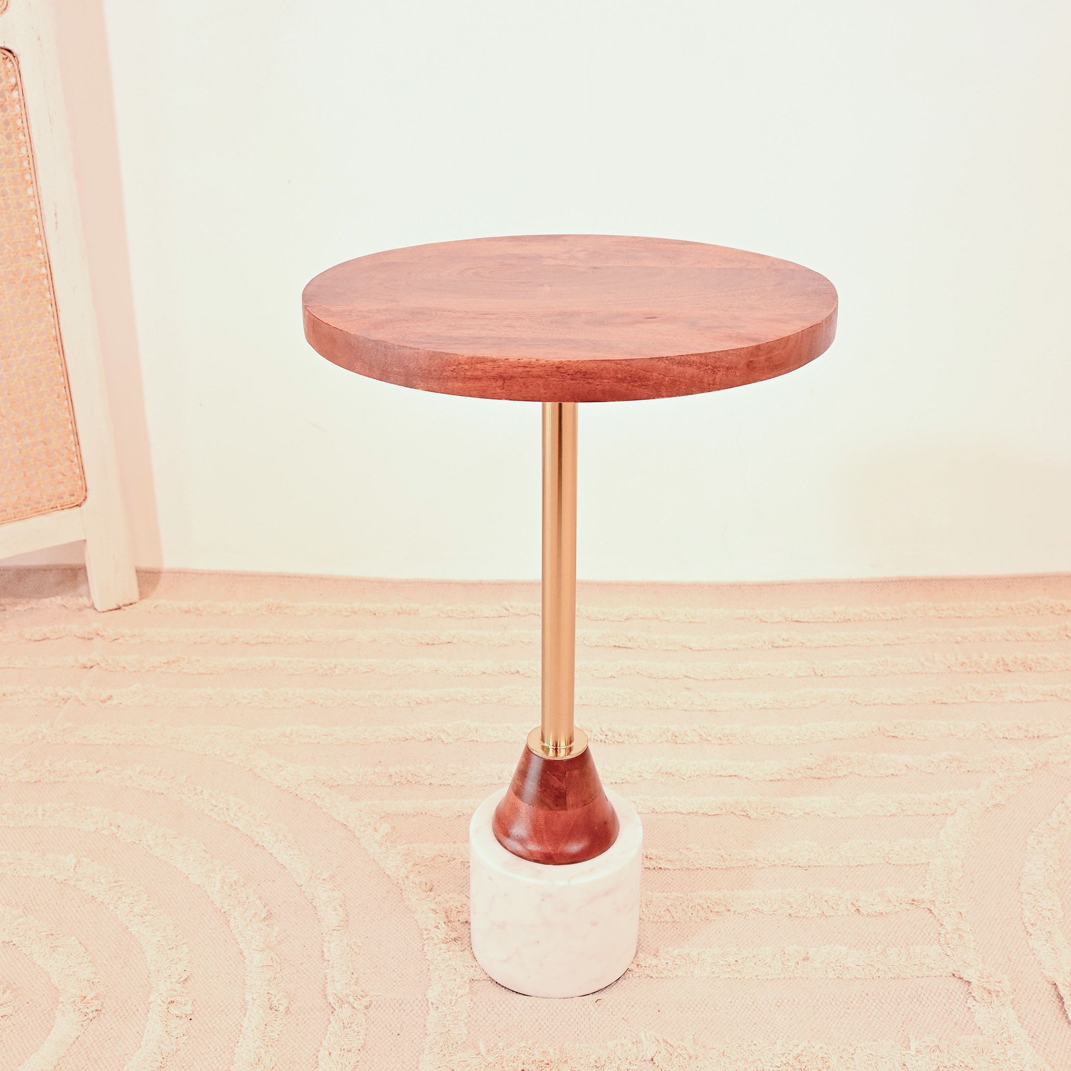 Home Carving Wooden Top Accent Table with Pedestal Base - 55x30x55 cms-furniture-livingroom-sideandendtables-image-4