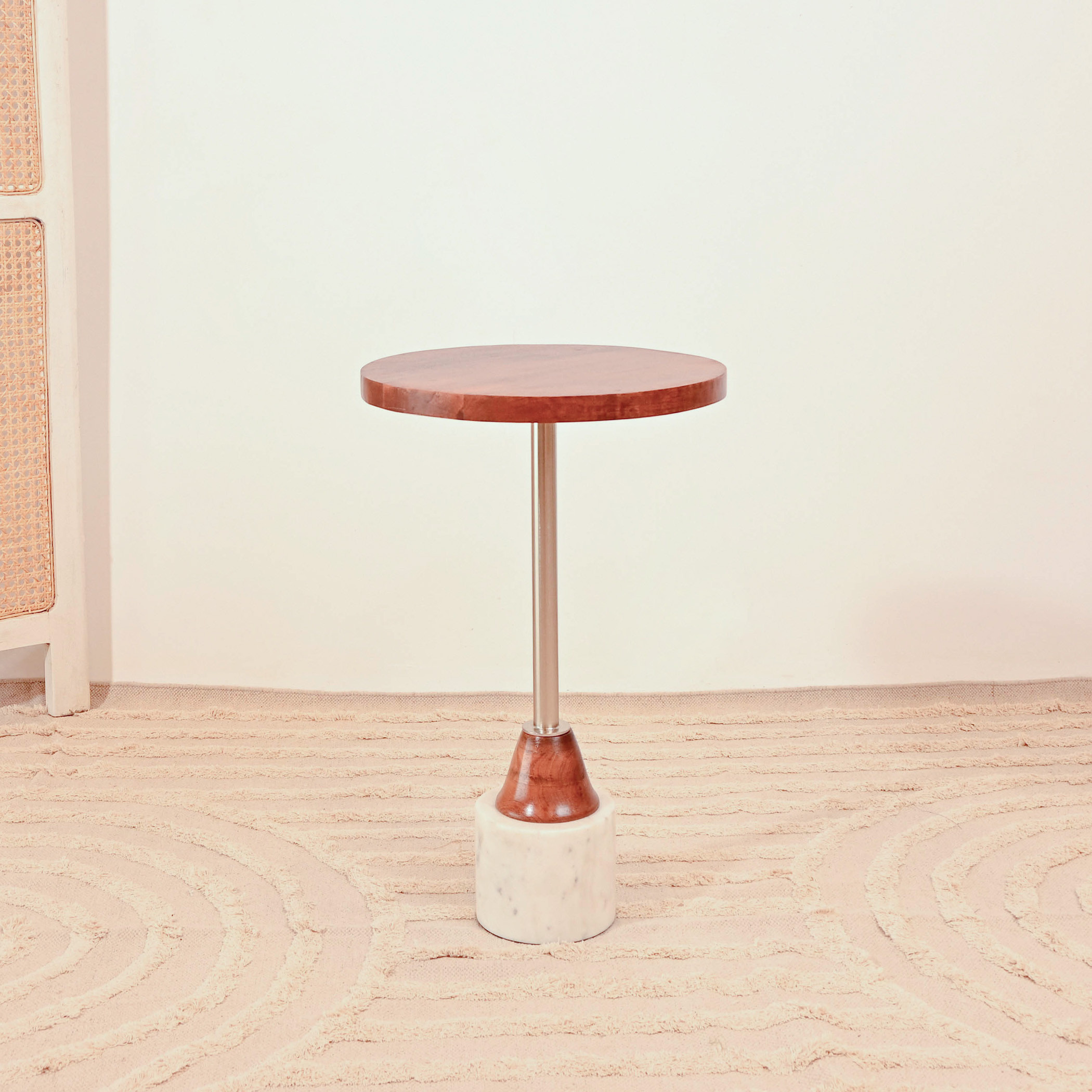 Home Carving Wooden Top Accent Table with Pedestal Base - 55x30x55 cms-furniture-livingroom-sideandendtables-image-2