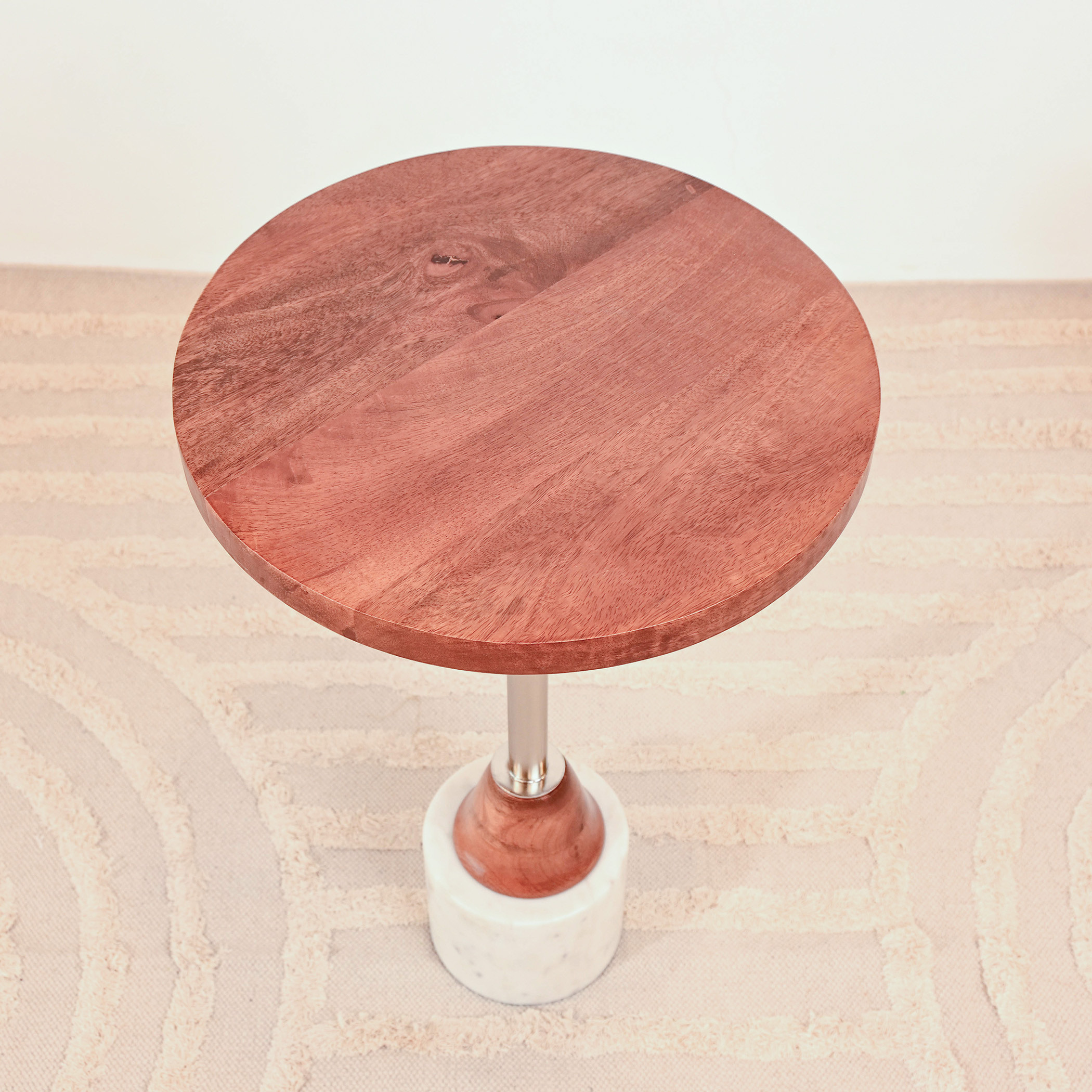 Home Carving Wooden Top Accent Table with Pedestal Base - 55x30x55 cms-furniture-livingroom-sideandendtables-image-5