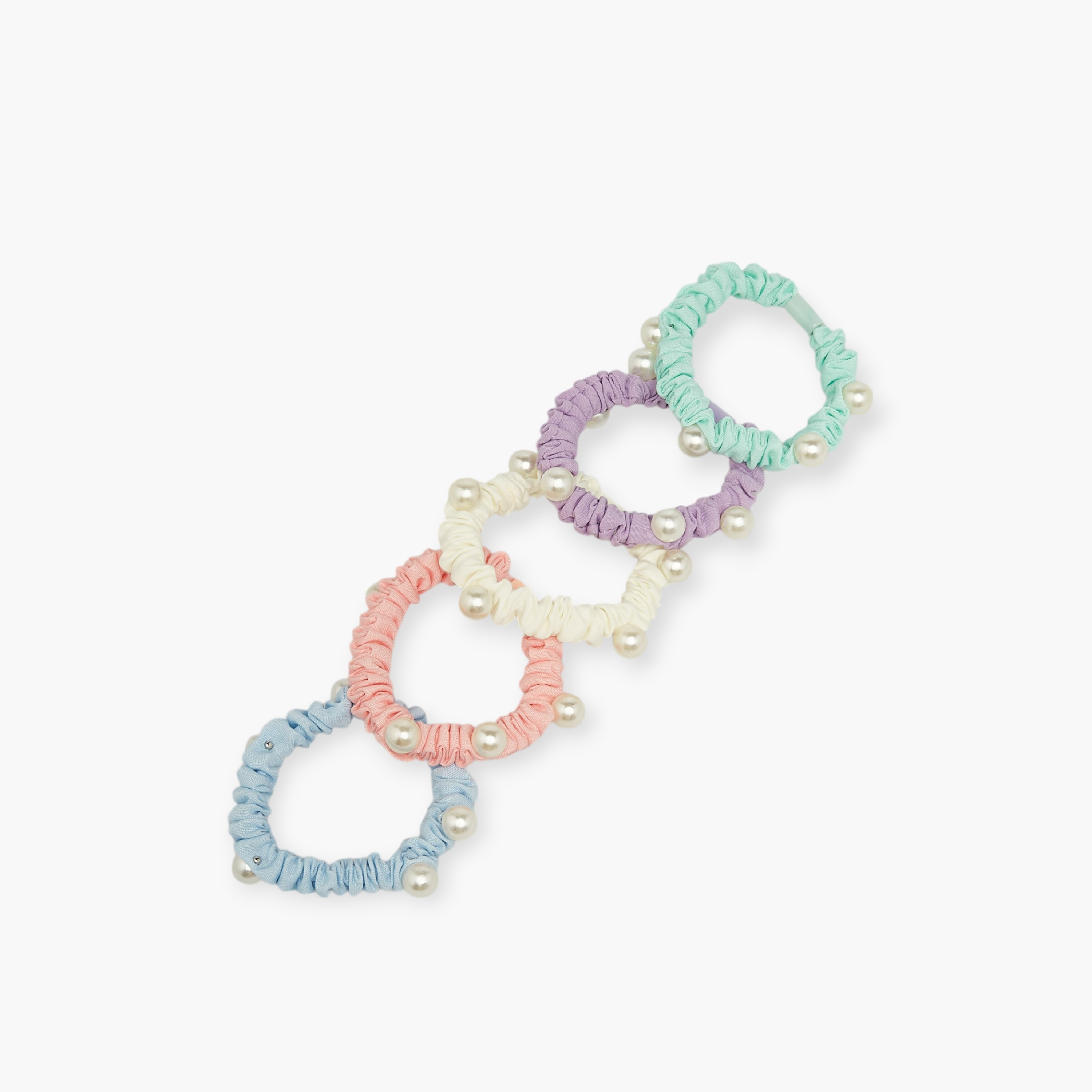 Pearl Embellished Scrunchie - Set of 5-women-hairaccessories-scrunchies-image-2
