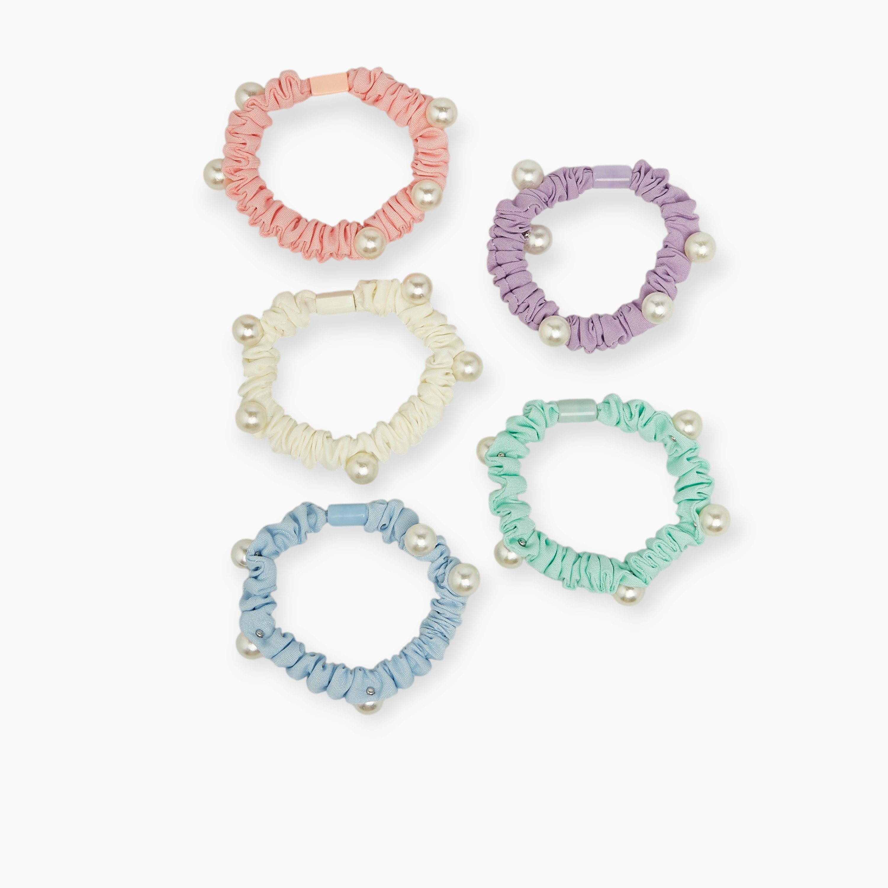 Pearl Embellished Scrunchie - Set of 5-women-hairaccessories-scrunchies-image-3