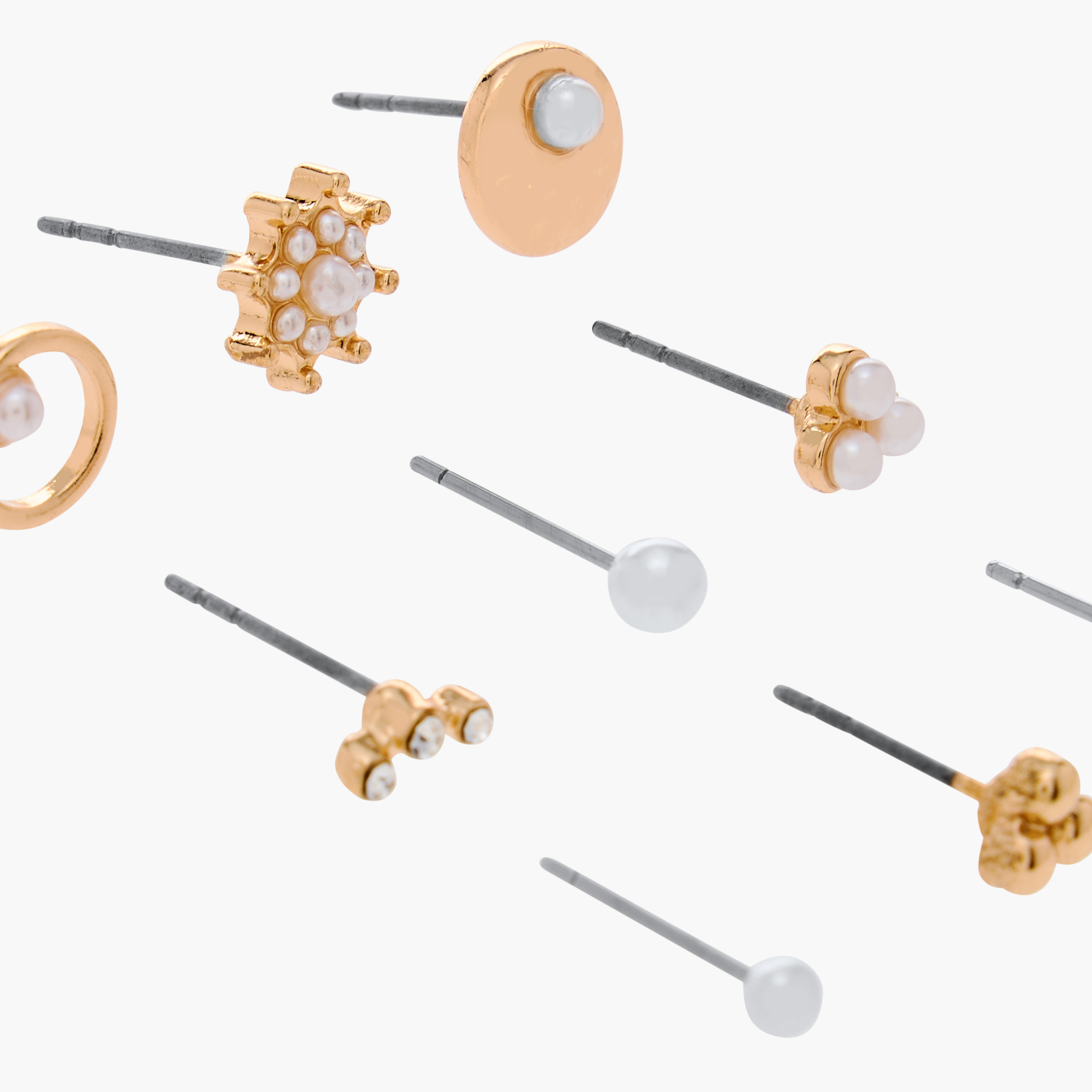 Embellished Stud Earrings with Pushback Closure - Set of 9-women-watchesandjewellery-jewellery-earrings-image-4