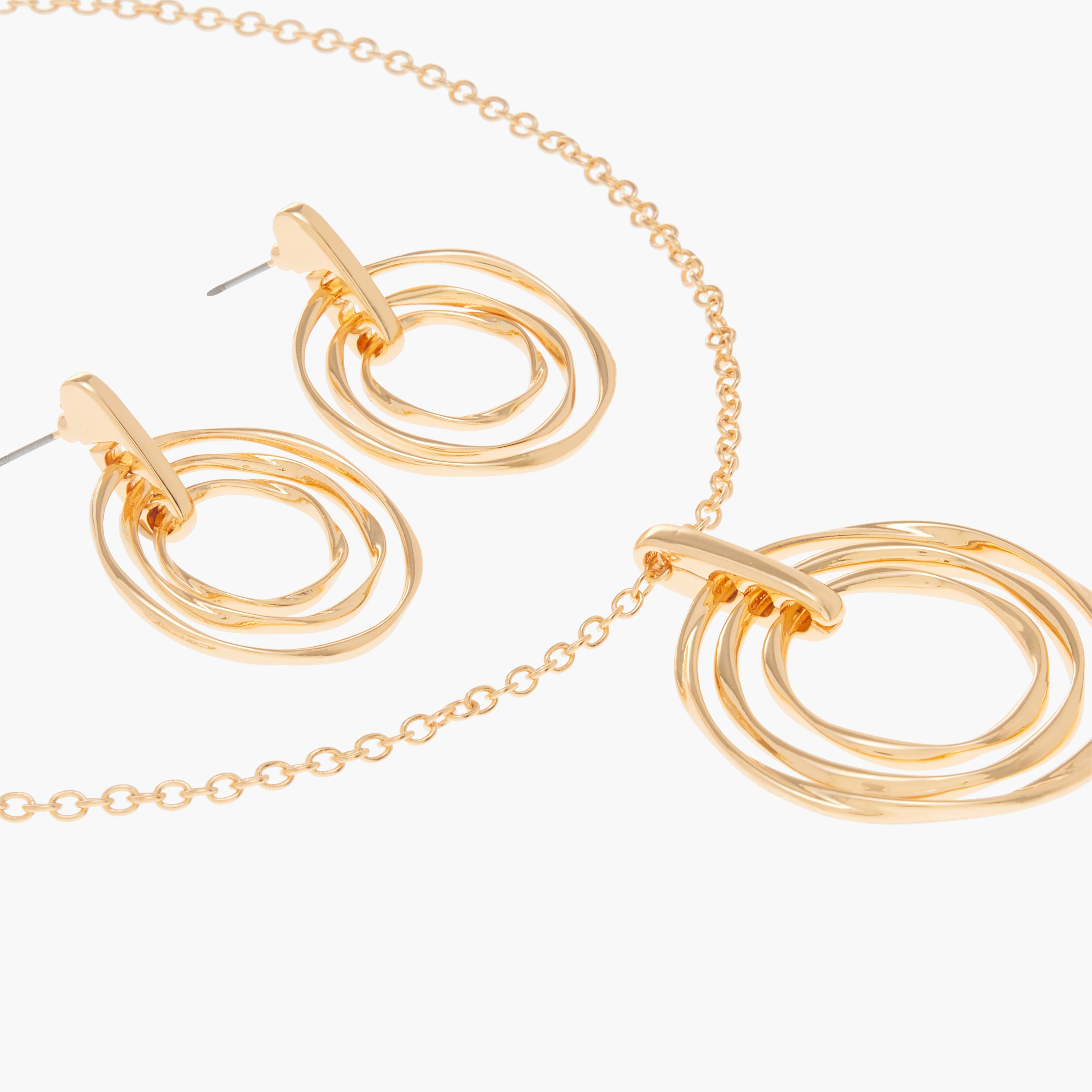 Metallic Pendant Necklace and Earrings Set-women-watchesandjewellery-jewellery-jewellerysets-image-4