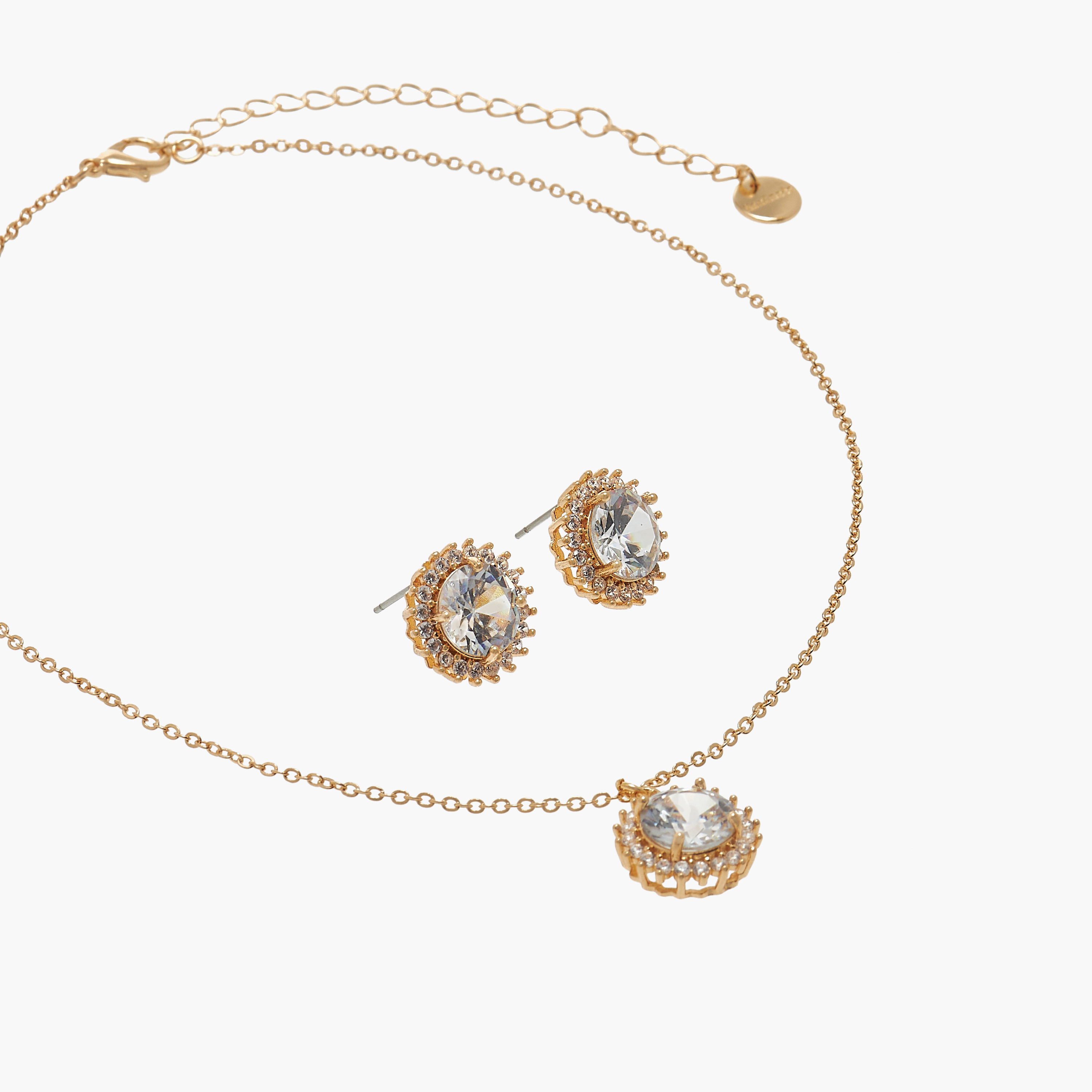Cubic Zirconia Embellished Necklace and Earrings Set-women-watchesandjewellery-jewellery-jewellerysets-image-2
