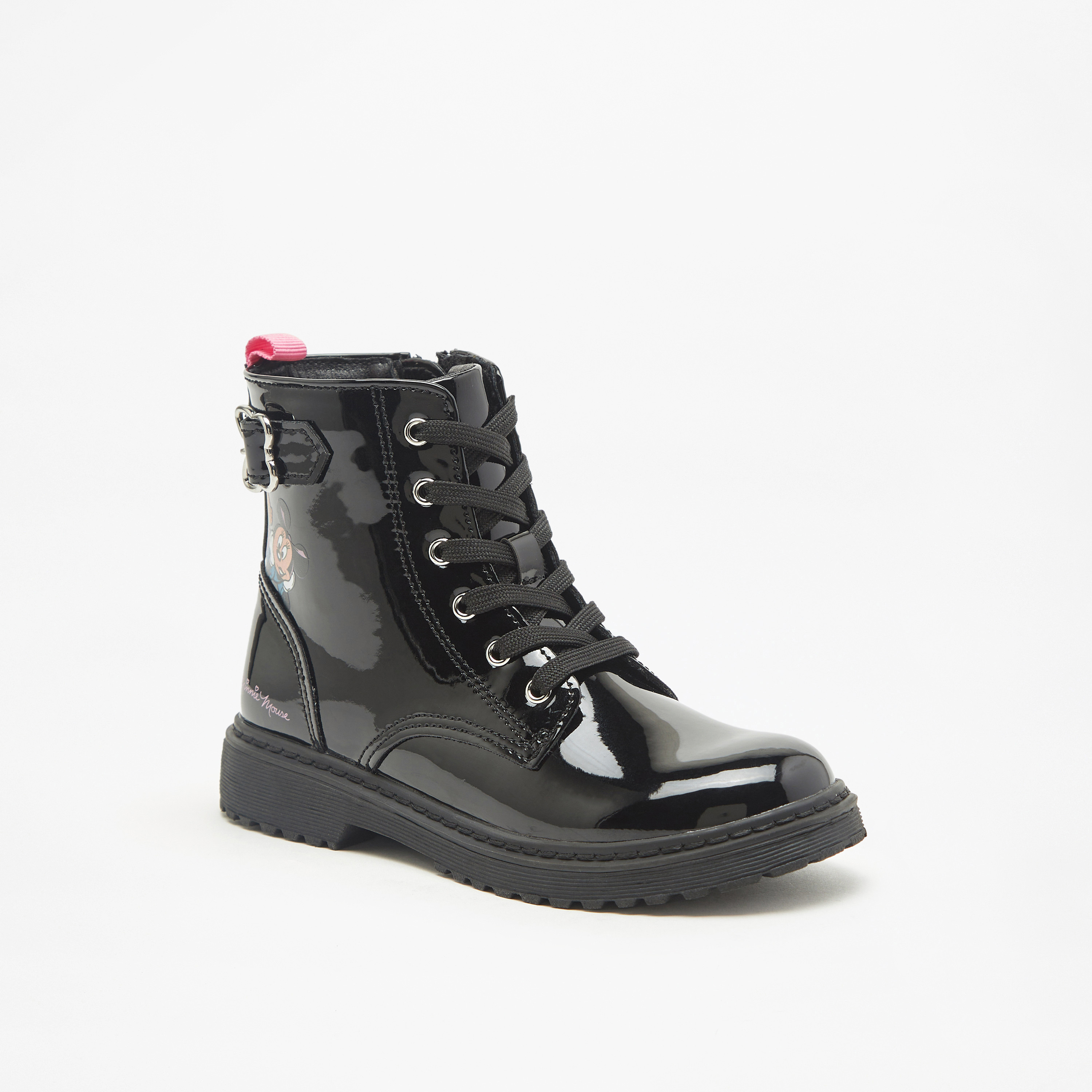 بوت بطول الكاحل ورباط إغلاق وطبعات ميني ماوس من ديزني-girls-shoes-boots-image-1