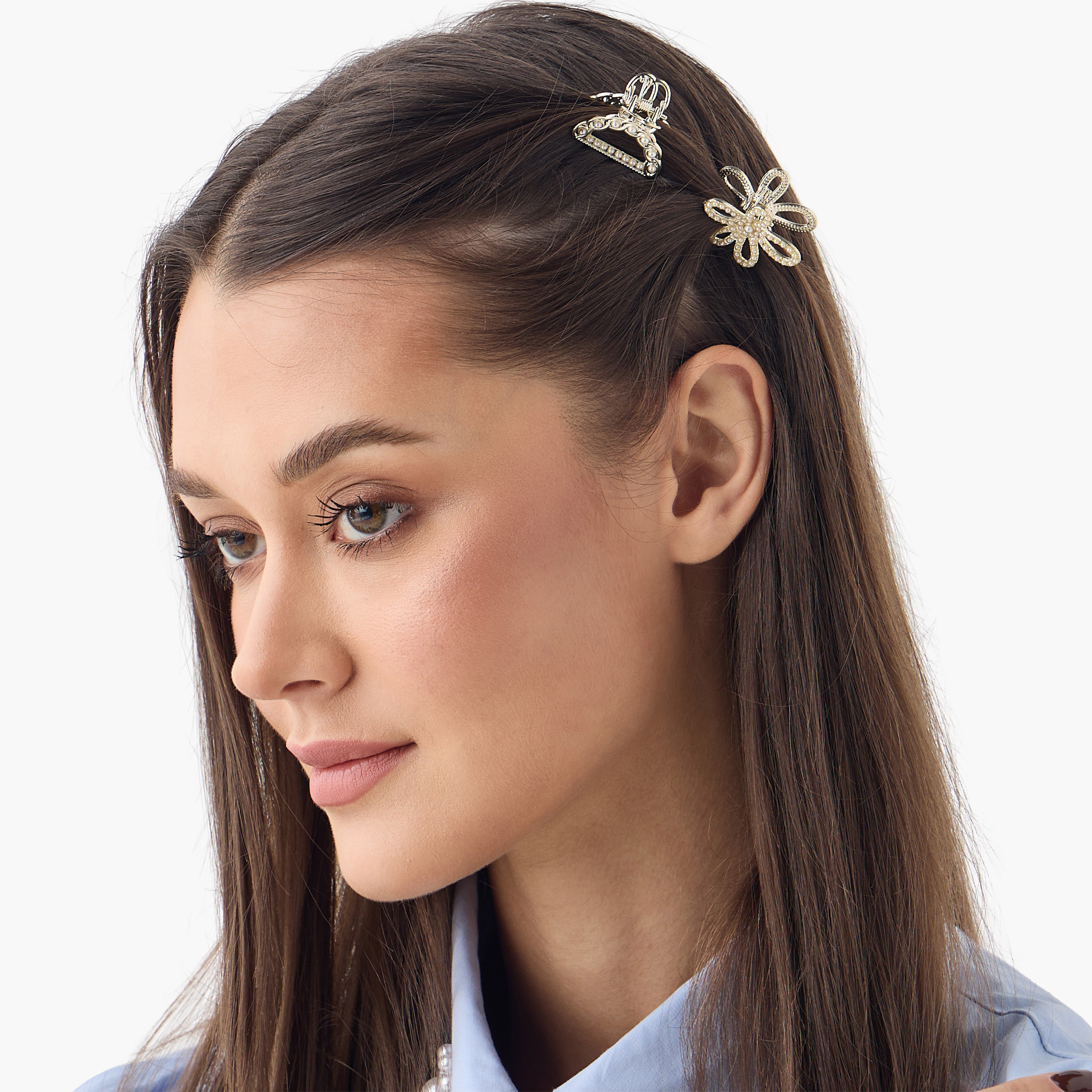 Pearl Embellished Hair Clamp - Set of 3-women-hairaccessories-clamps-image-2