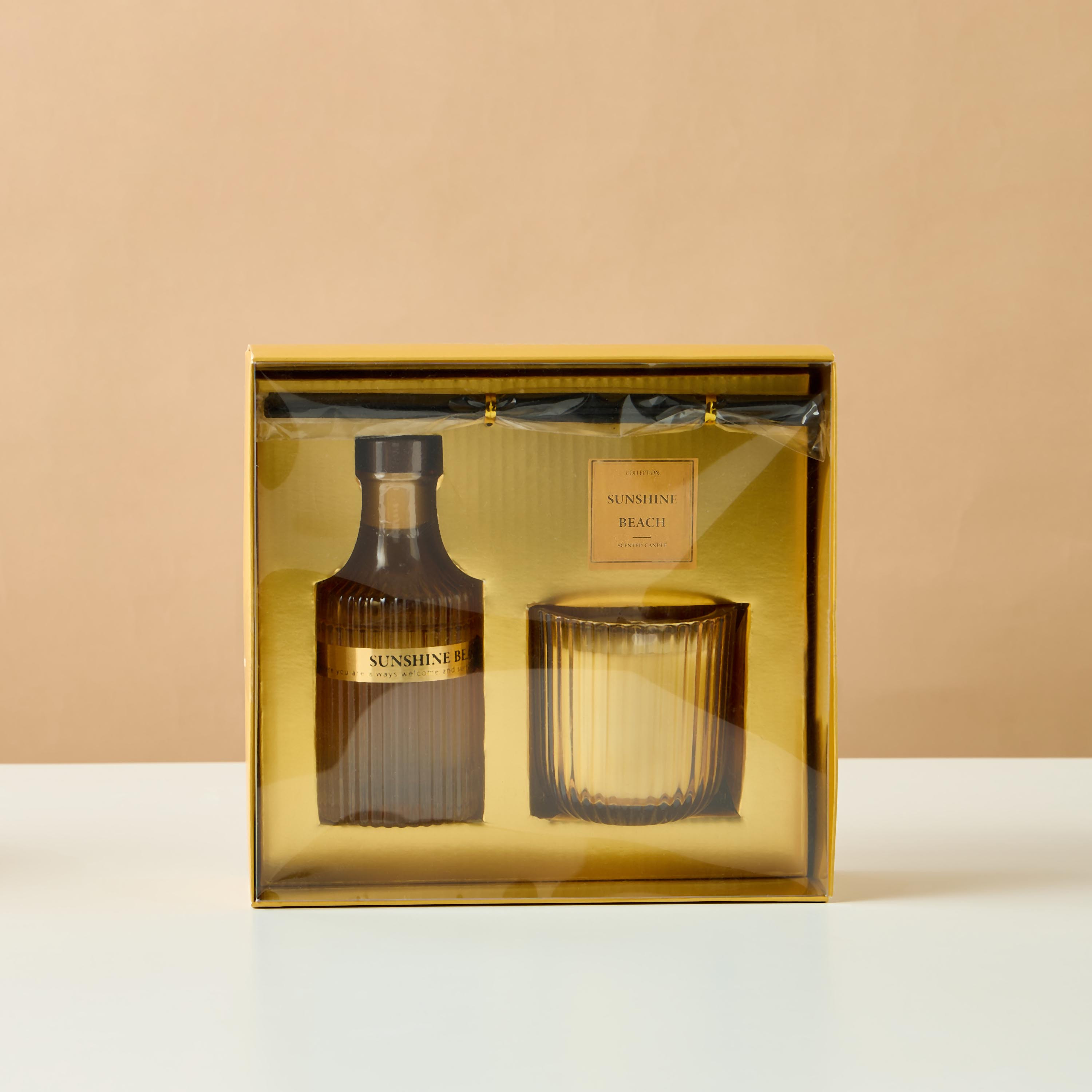 مجموعة هدايا موزع عطور زجاجي بأعواد وجرة شمع معطرة من صن شاين بيتش-household-homefragrance-fragrancegiftset-image-2