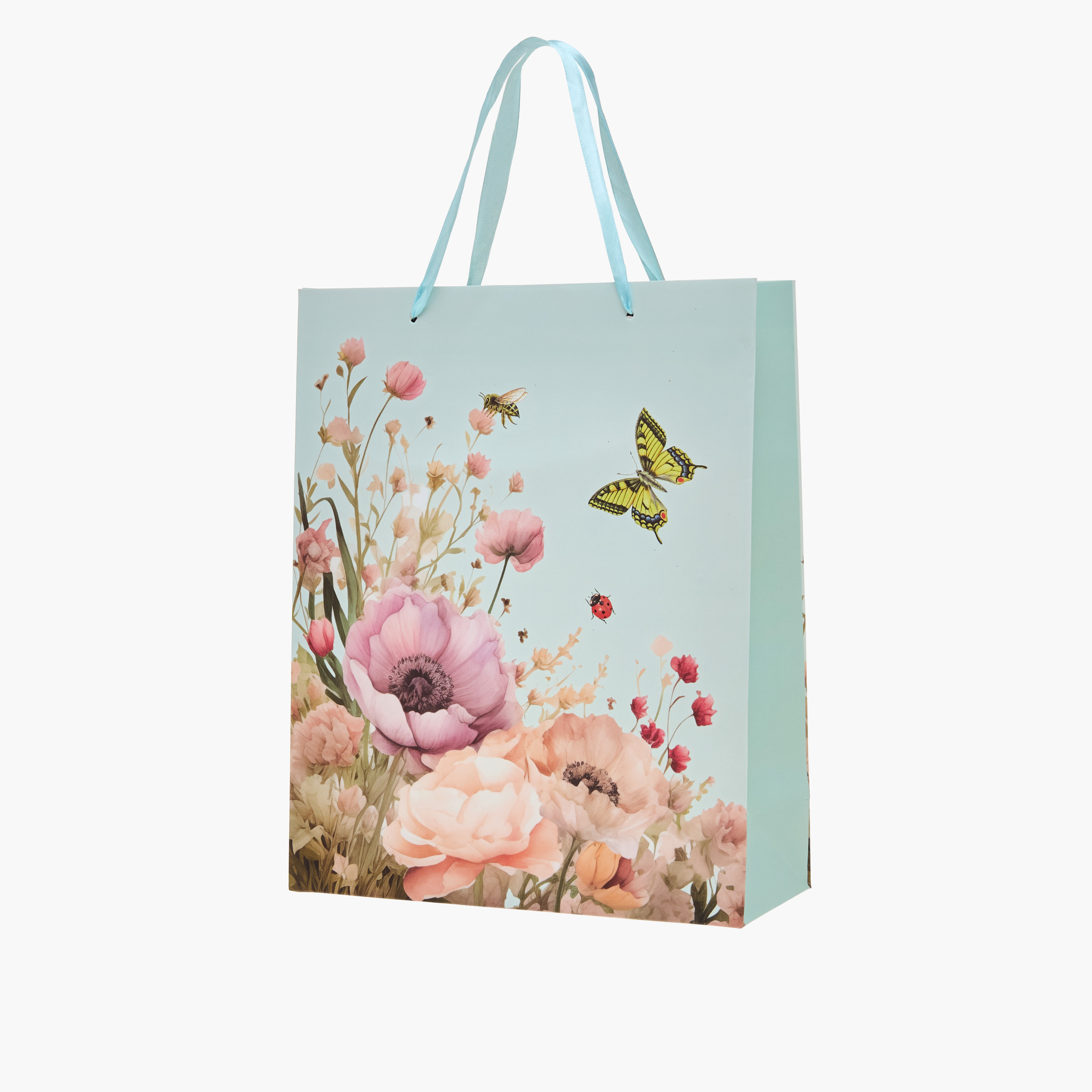 شنطة هدايا ورقية بطبعات أزهار - 26x10x32 سم-household-giftingaccessories-giftings-image-2