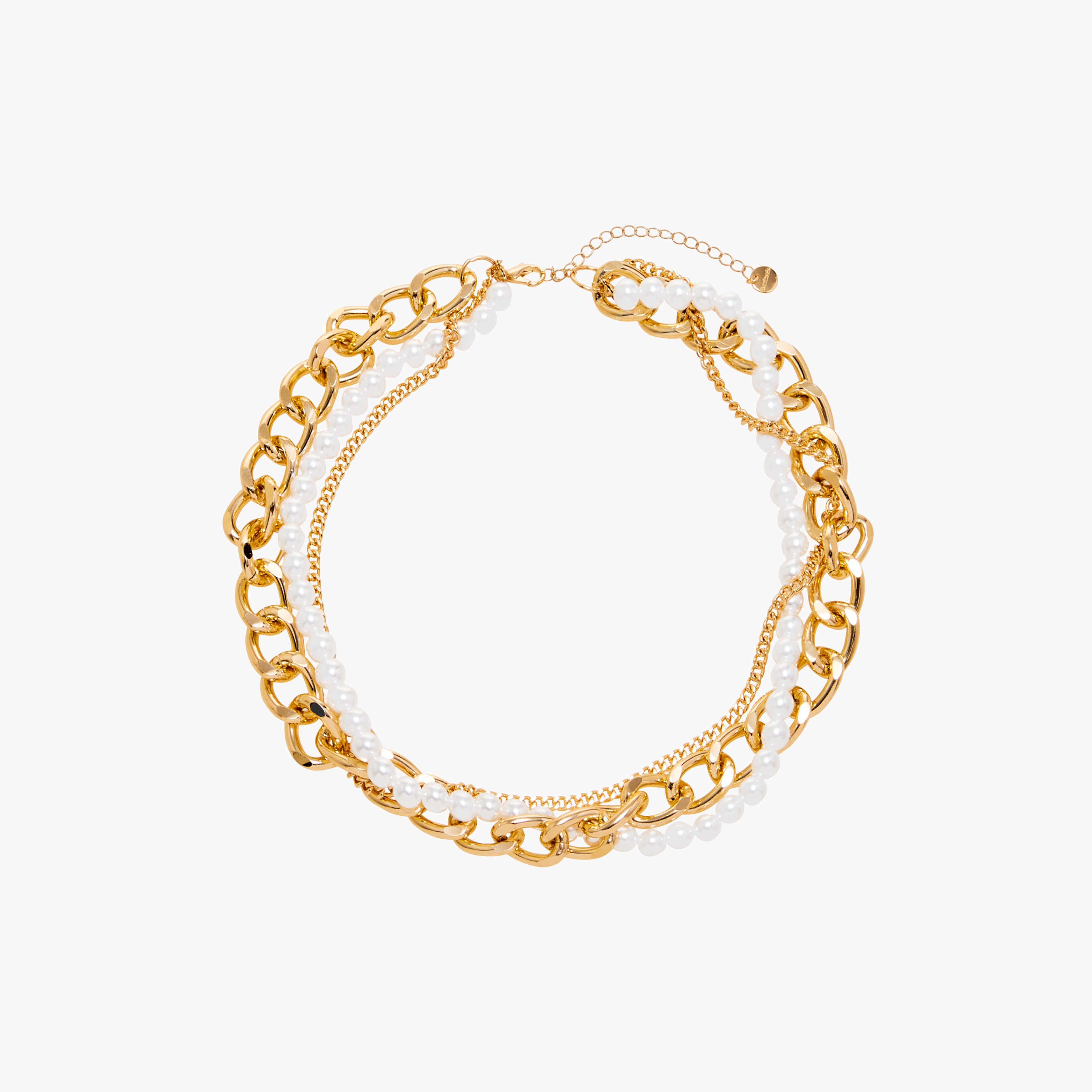 Metallic and Pearl Chunky Layered Necklace with Lobster Clasp Closure-women-watchesandjewellery-jewellery-necklacesandpendants-image-3