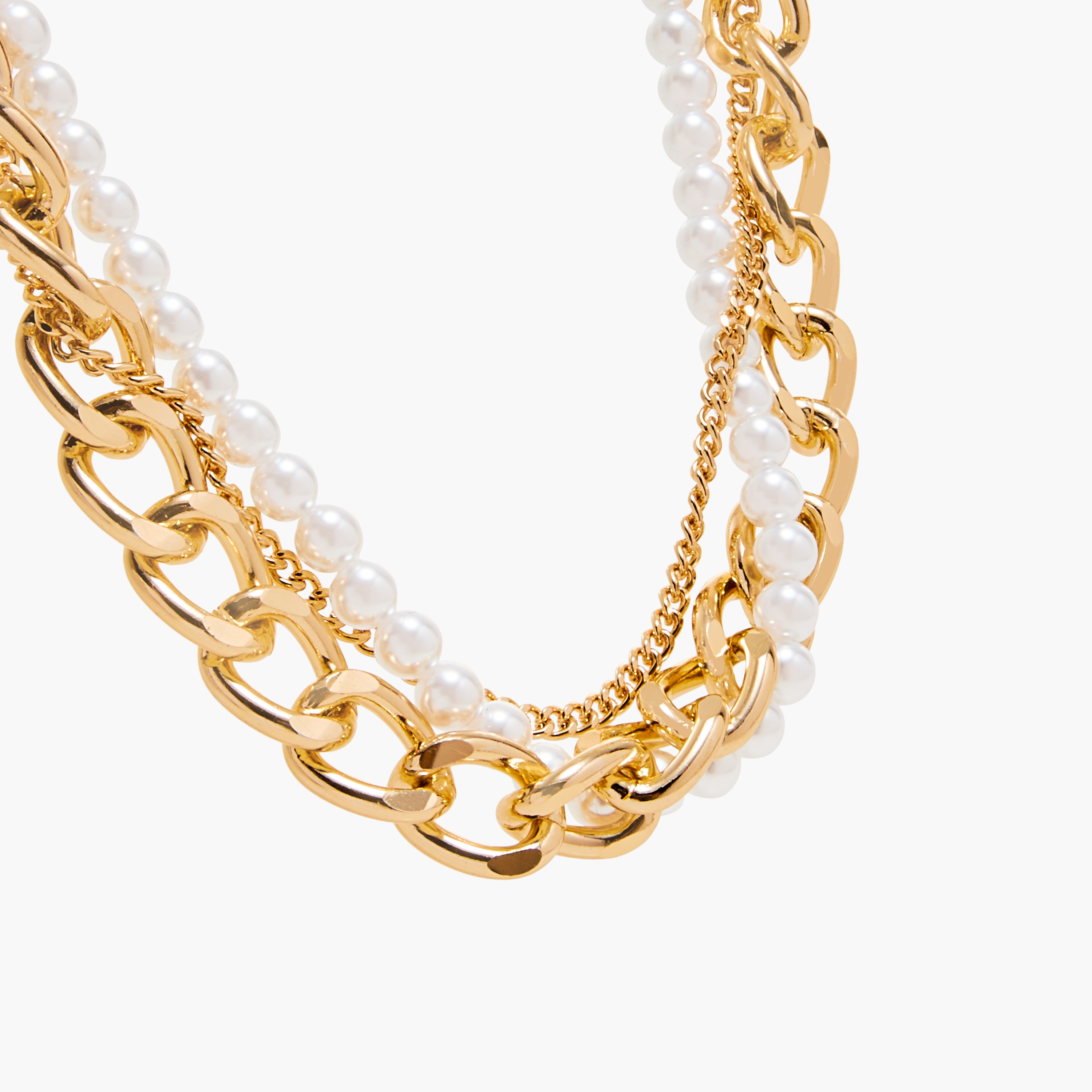Metallic and Pearl Chunky Layered Necklace with Lobster Clasp Closure-women-watchesandjewellery-jewellery-necklacesandpendants-image-4