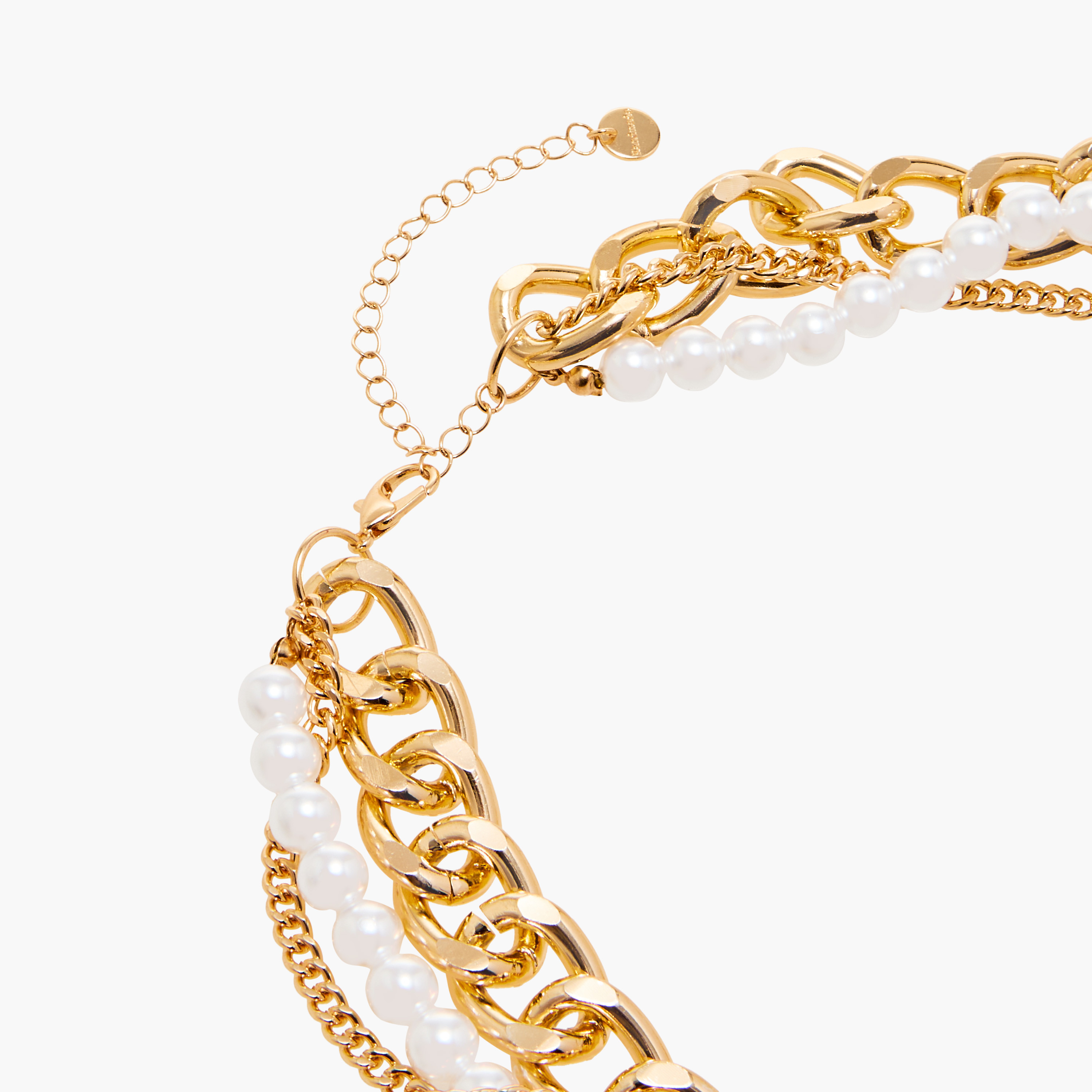 Metallic and Pearl Chunky Layered Necklace with Lobster Clasp Closure-women-watchesandjewellery-jewellery-necklacesandpendants-image-5