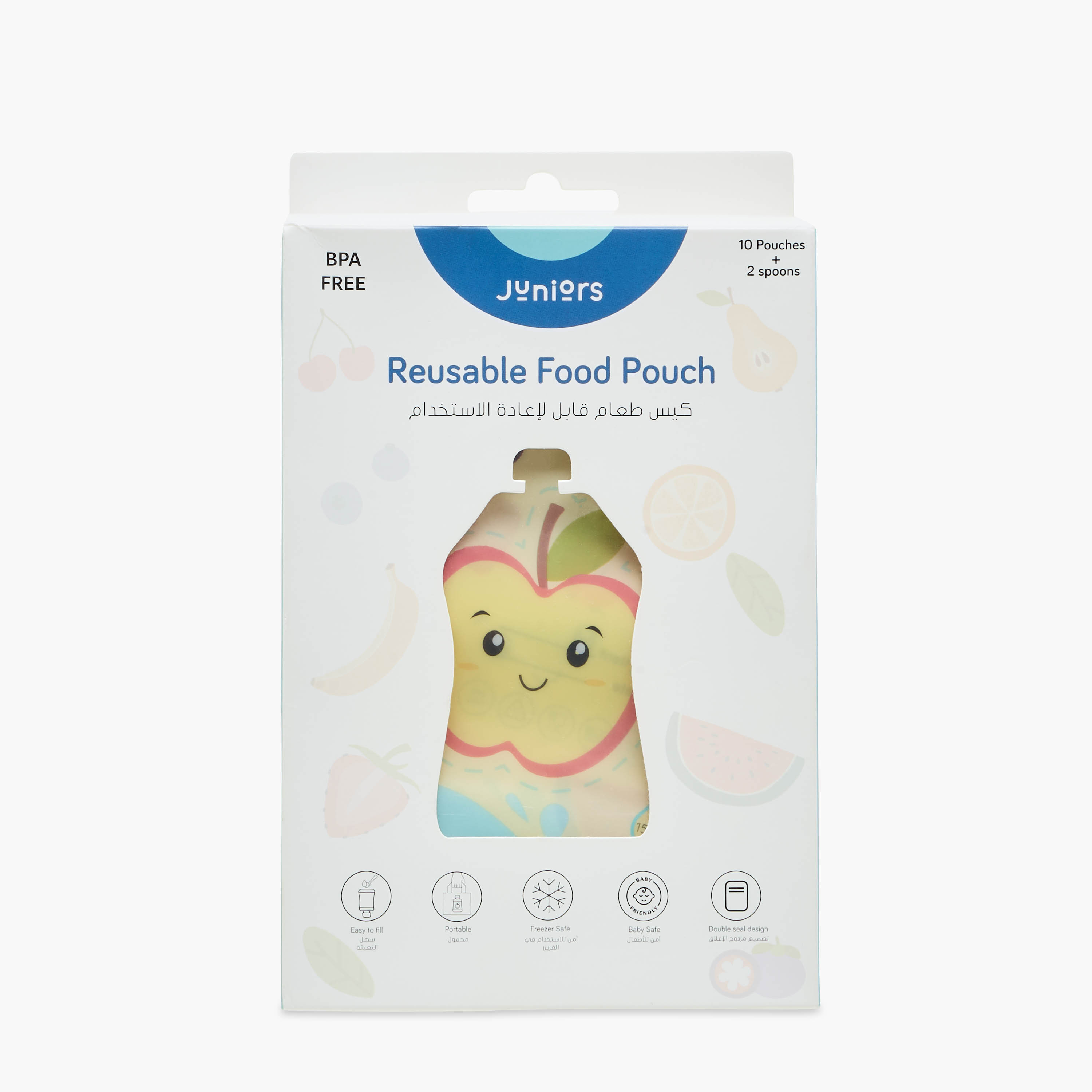 Juniors 10-Piece Reusable Baby Food Pouch Set with Cap and Spoons-baby-feeding-mealtimeessentials-image-10