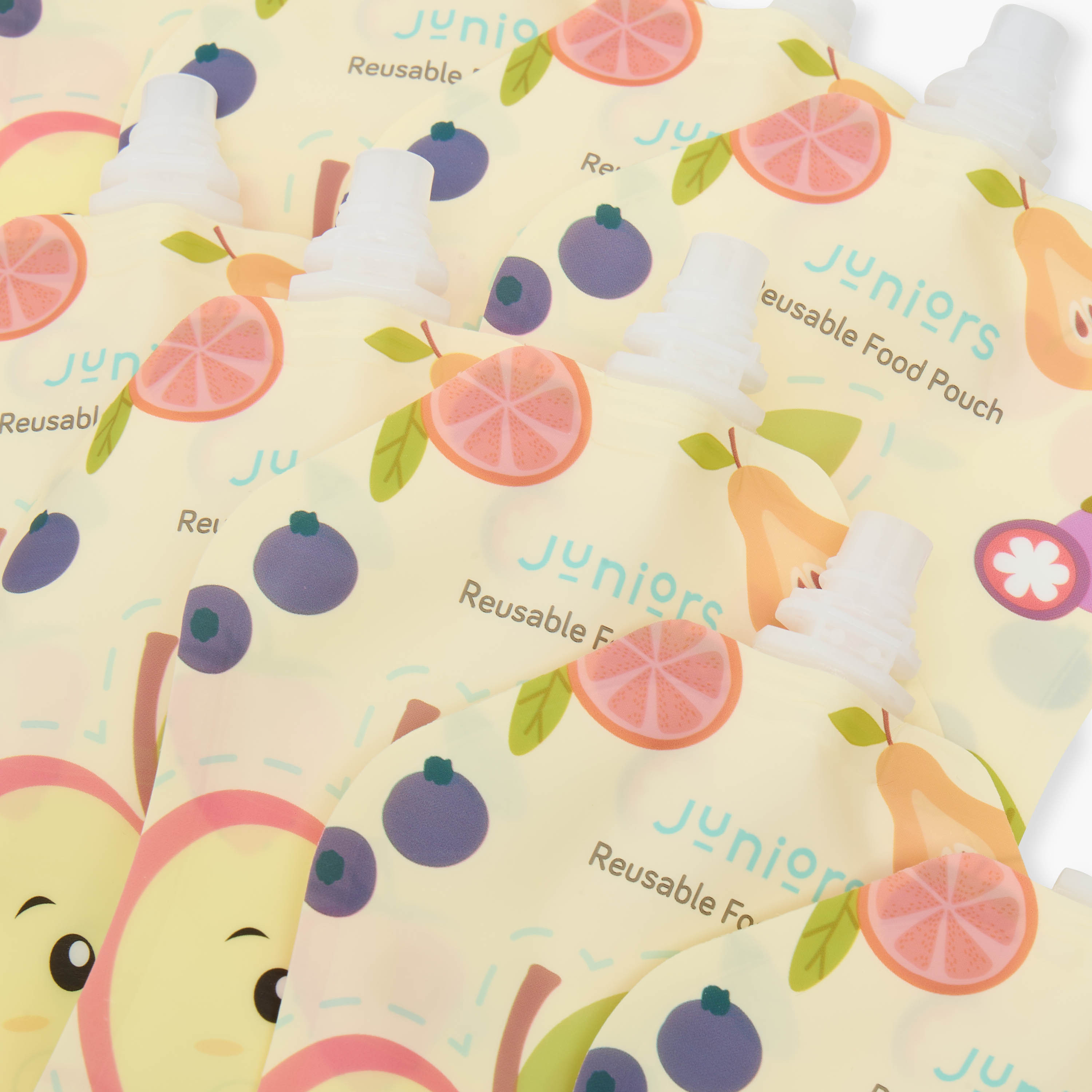 Juniors 10-Piece Reusable Baby Food Pouch Set with Cap and Spoons-baby-feeding-mealtimeessentials-image-8