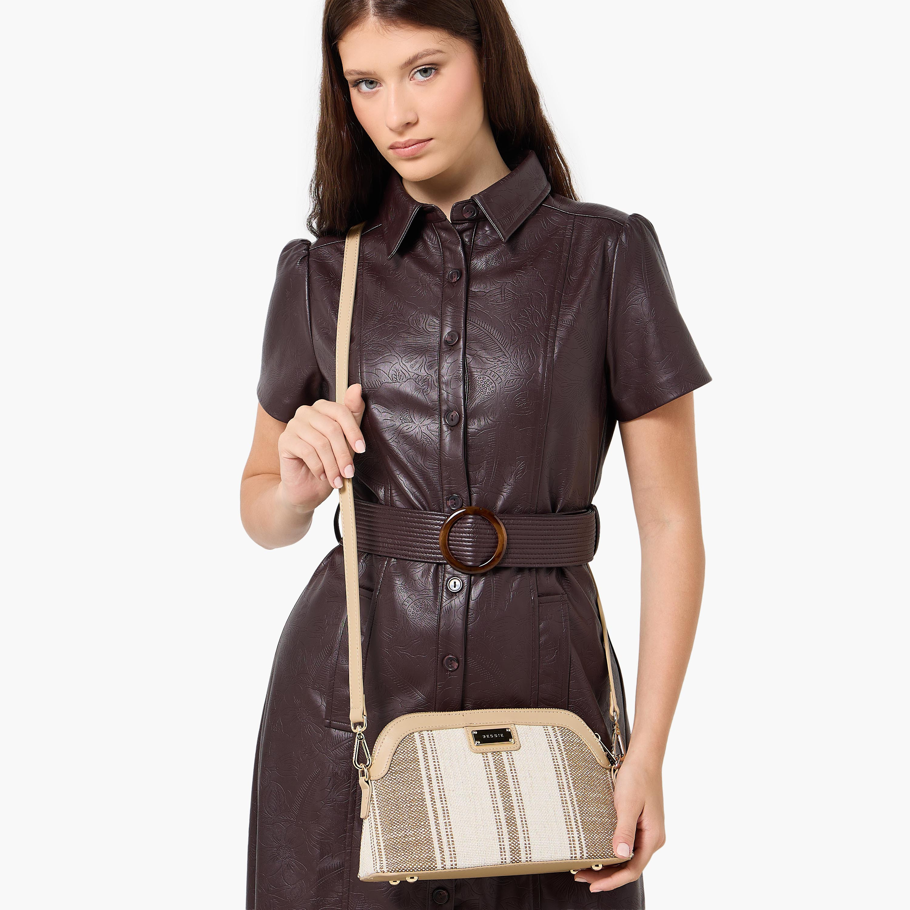 Bessie London Monogram Print Crossbody Bag with Detachable Strap-women-bagsandwallets-handbags-image-2