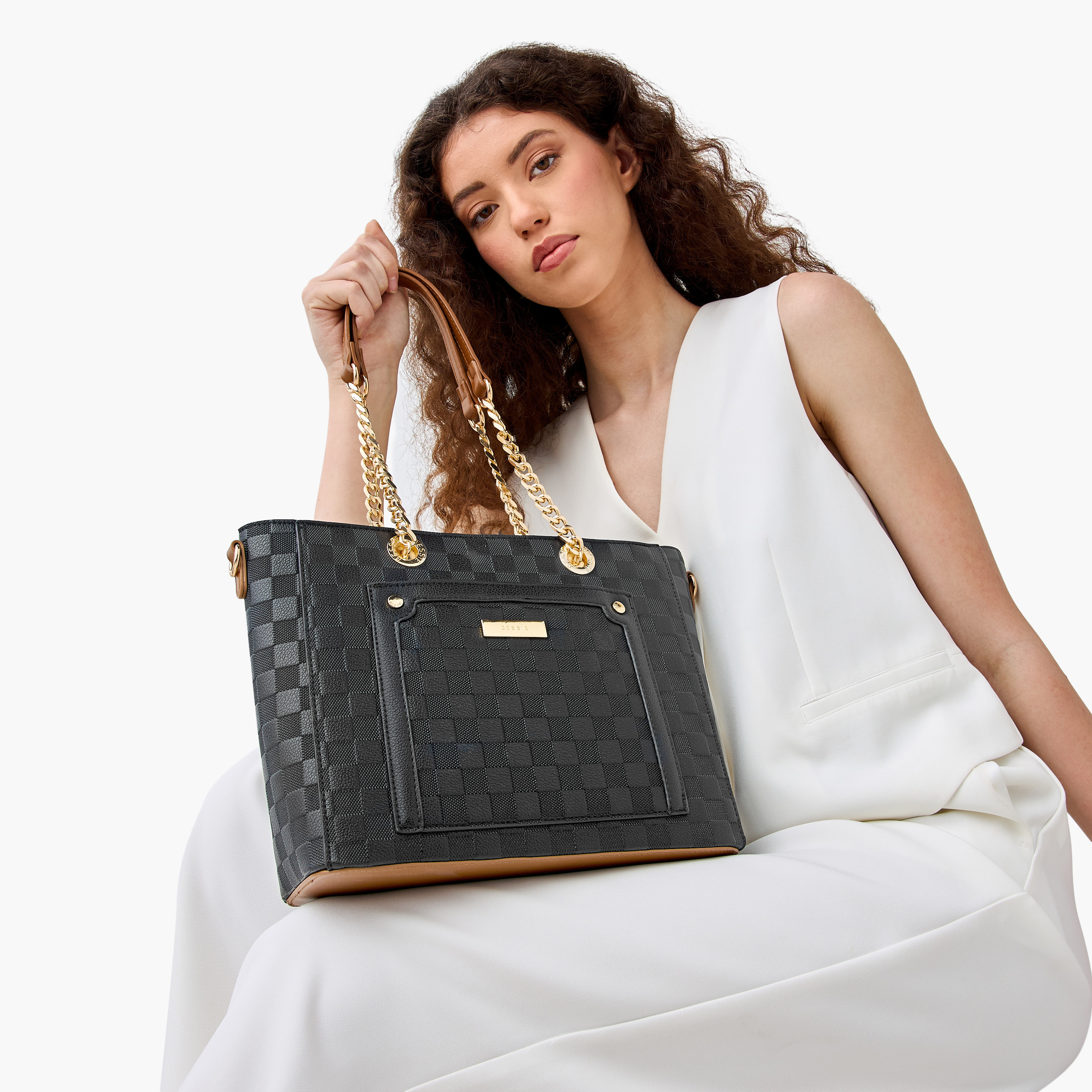 شنطة توتي مربعات منقوشة بمقابض من بيسي لندن-women-bagsandwallets-handbags-image-2
