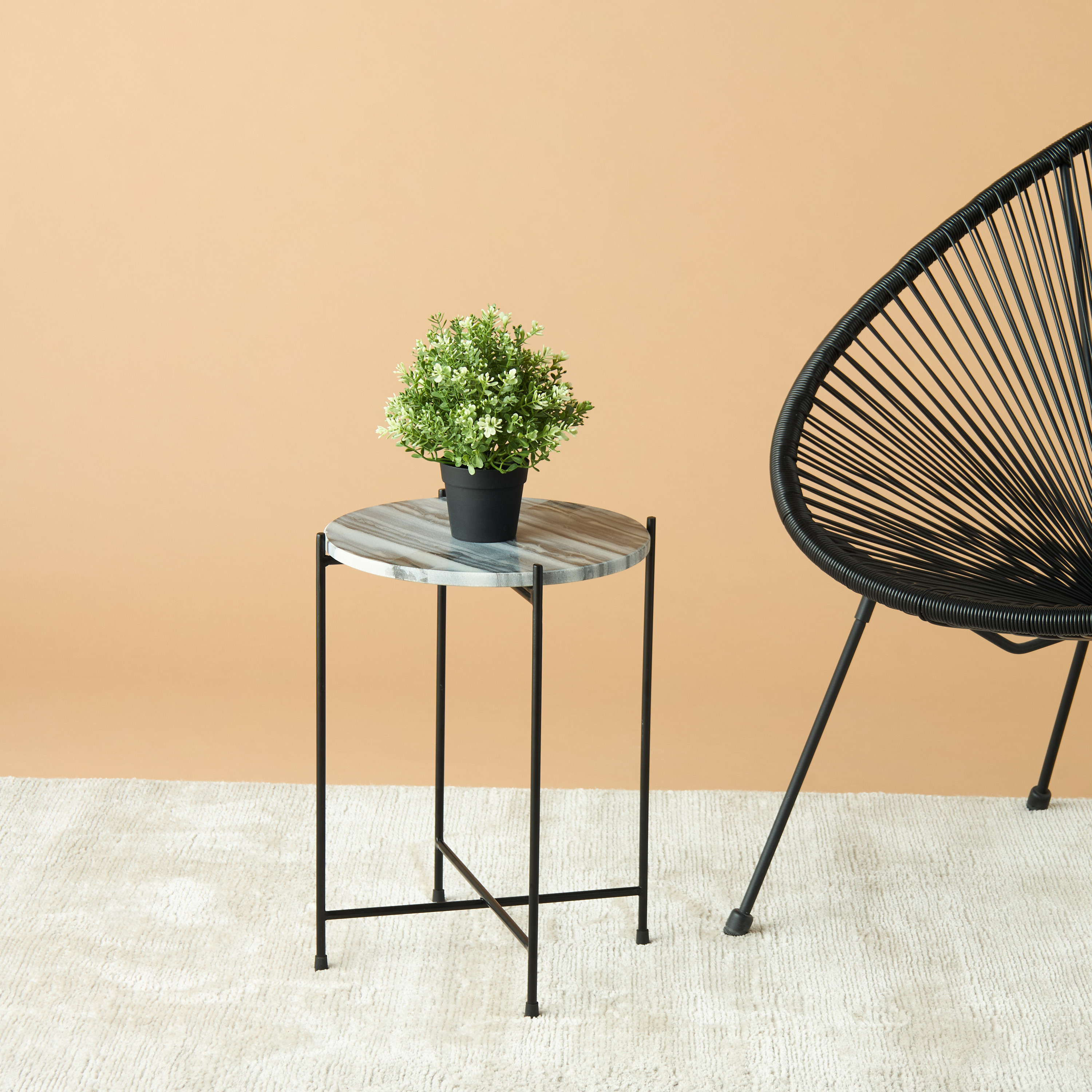 Marble Top Accent Table - 35x46 cms-furniture-livingroom-sideandendtables-image-1