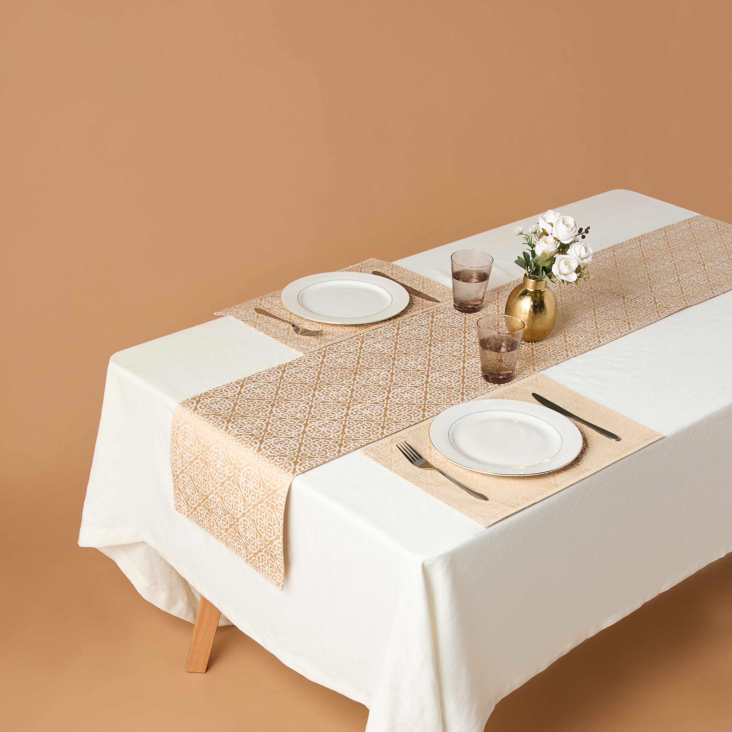 Damask Jacquard Textured Runner -  33x260 cms-household-dining-tablelinen-runnersandtablecovers-image-1