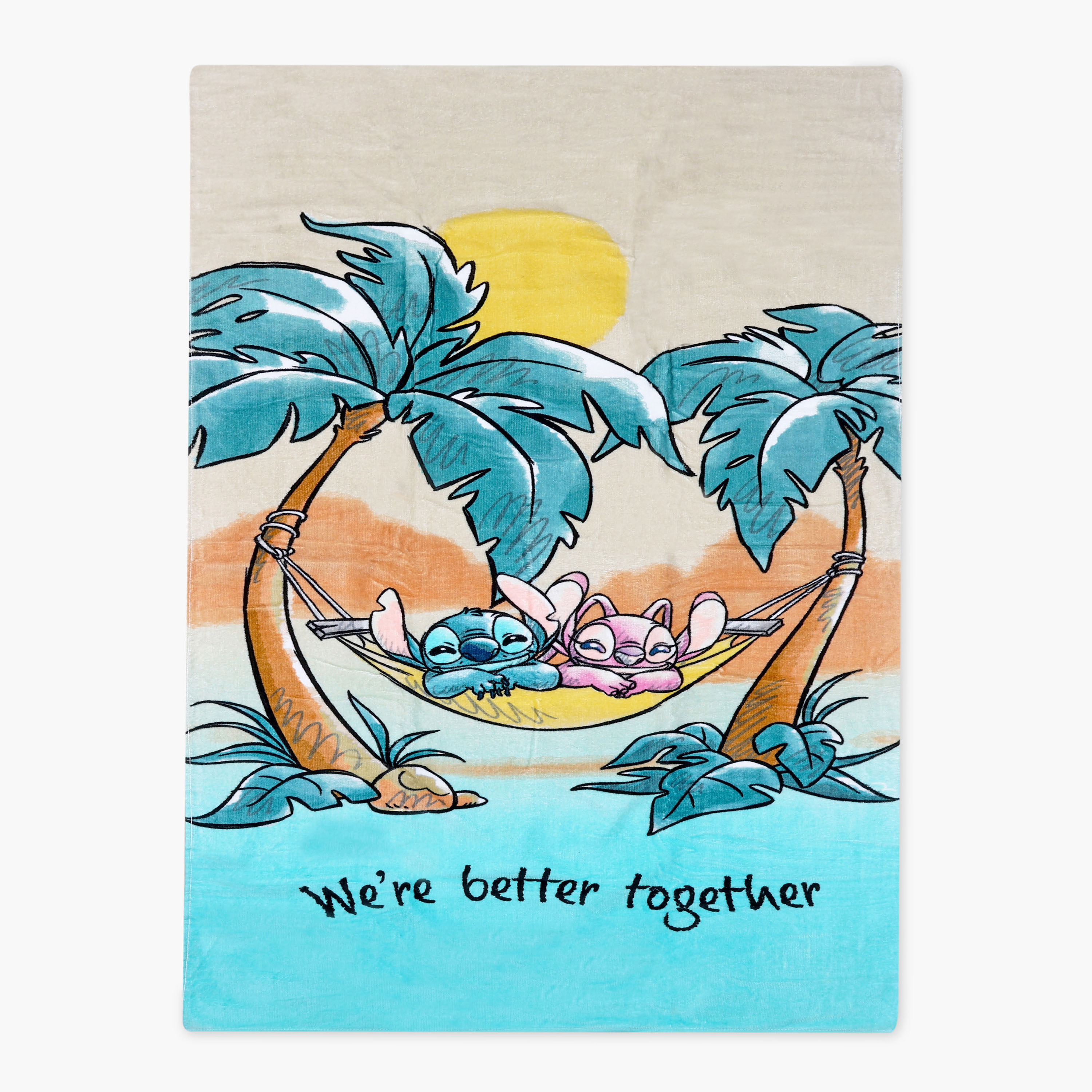 Disney Stitch and Angel Print Beach Towel - 71x140 cm-baby-bathandcare-towels-image-2