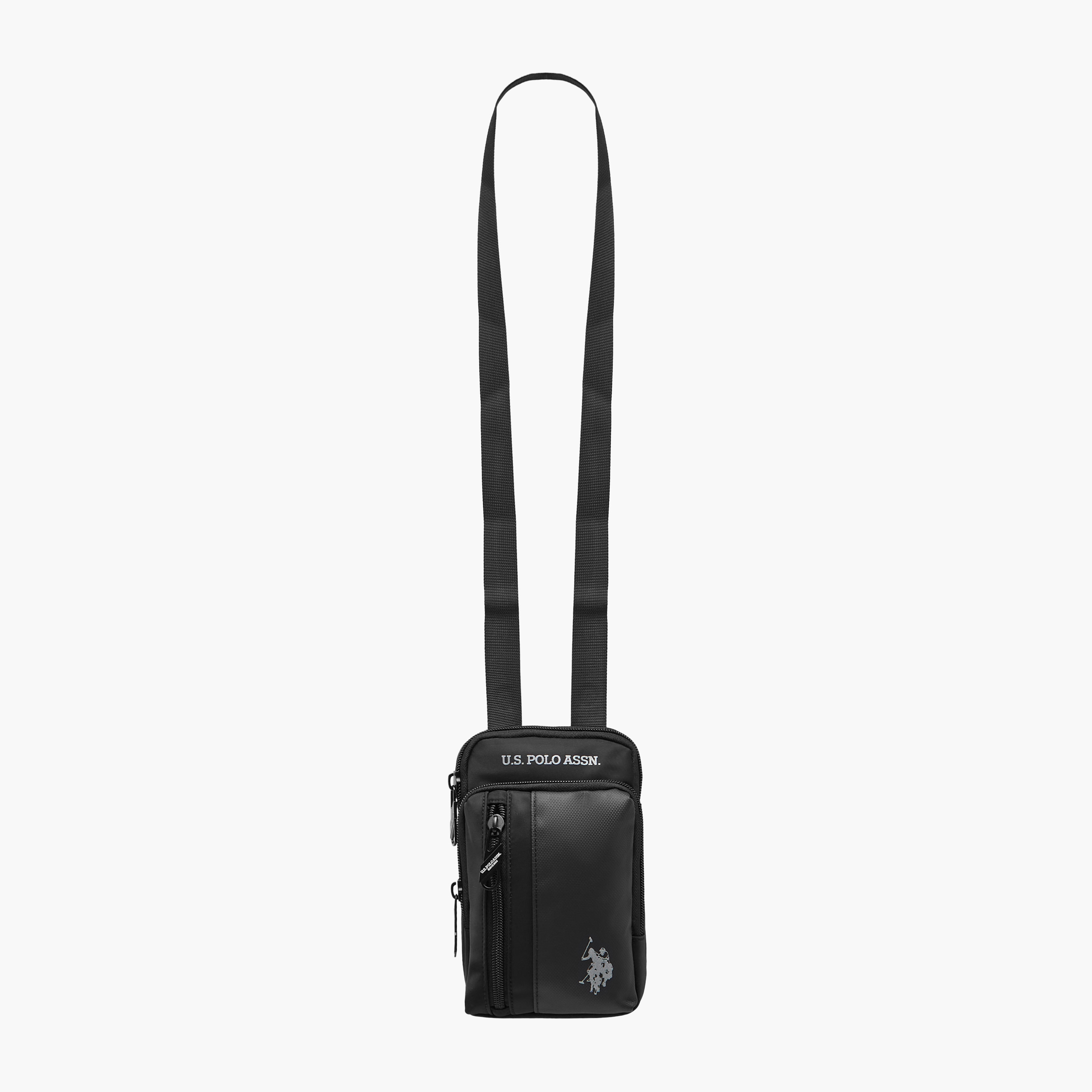 US POLO ASSN. Logo Print Panelled Crossbody Bag with Zip Closure-men-bags-image-2