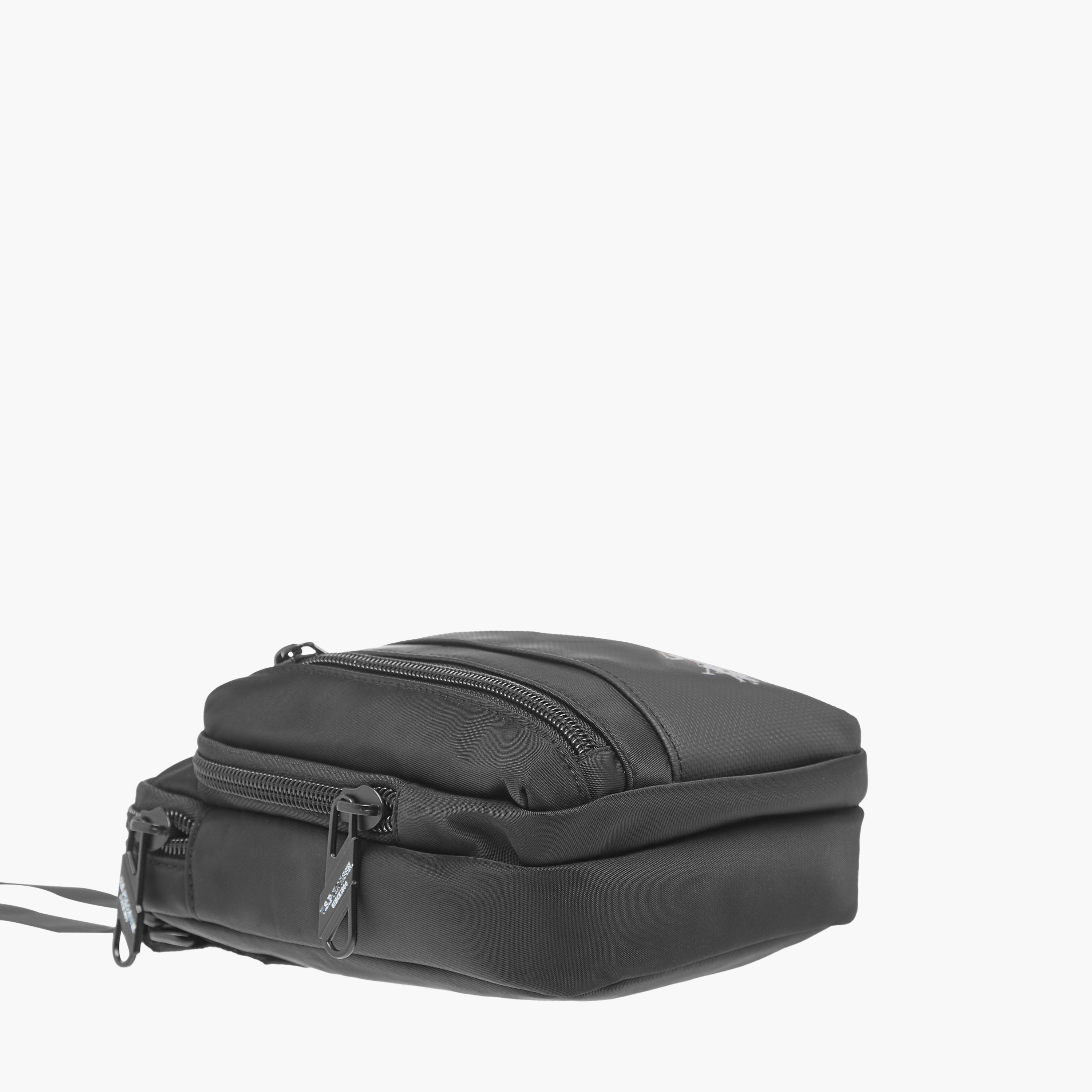 US POLO ASSN. Logo Print Panelled Crossbody Bag with Zip Closure-men-bags-image-6