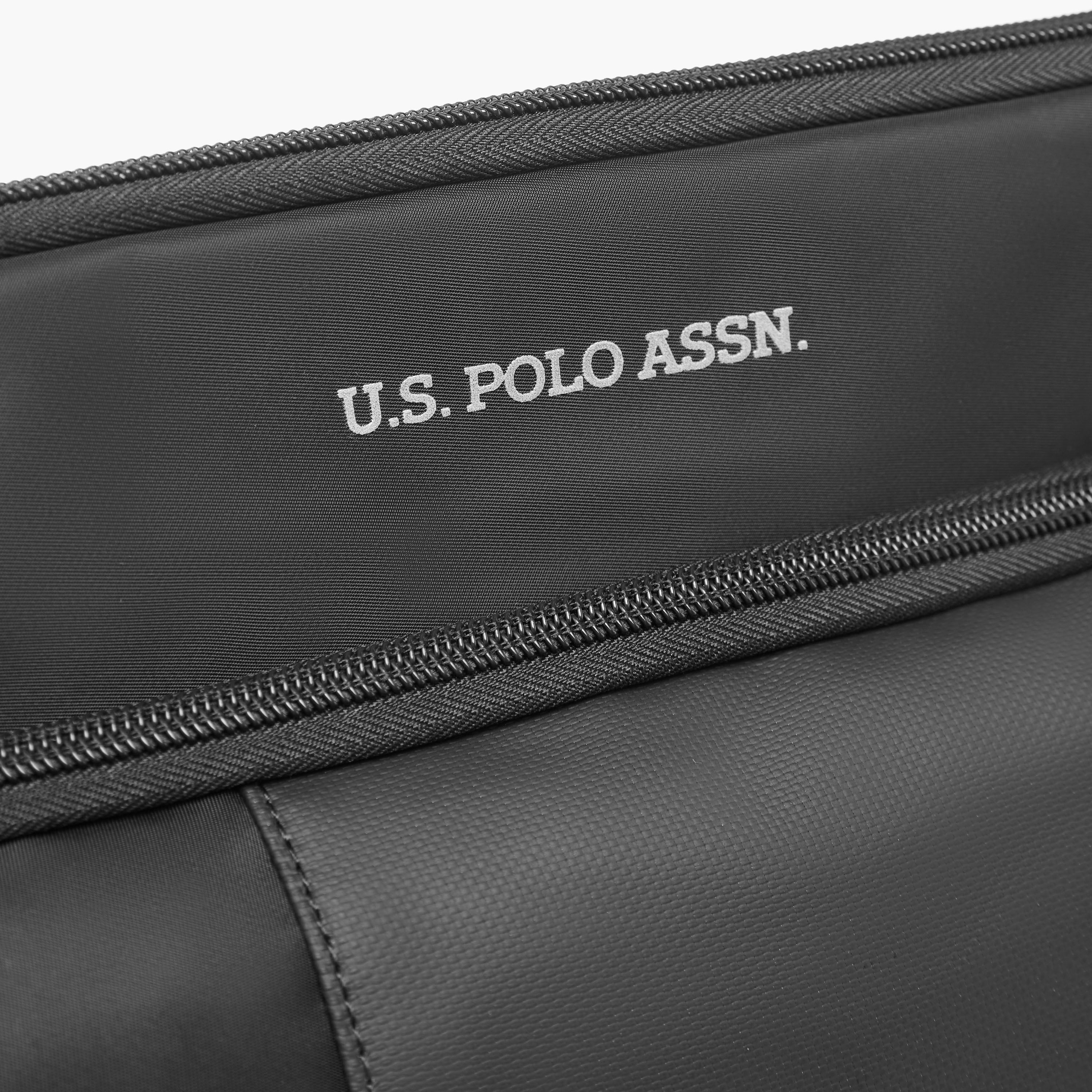 US POLO ASSN. Logo Print Panelled Crossbody Bag with Zip Closure-women-bagsandwallets-handbags-image-5