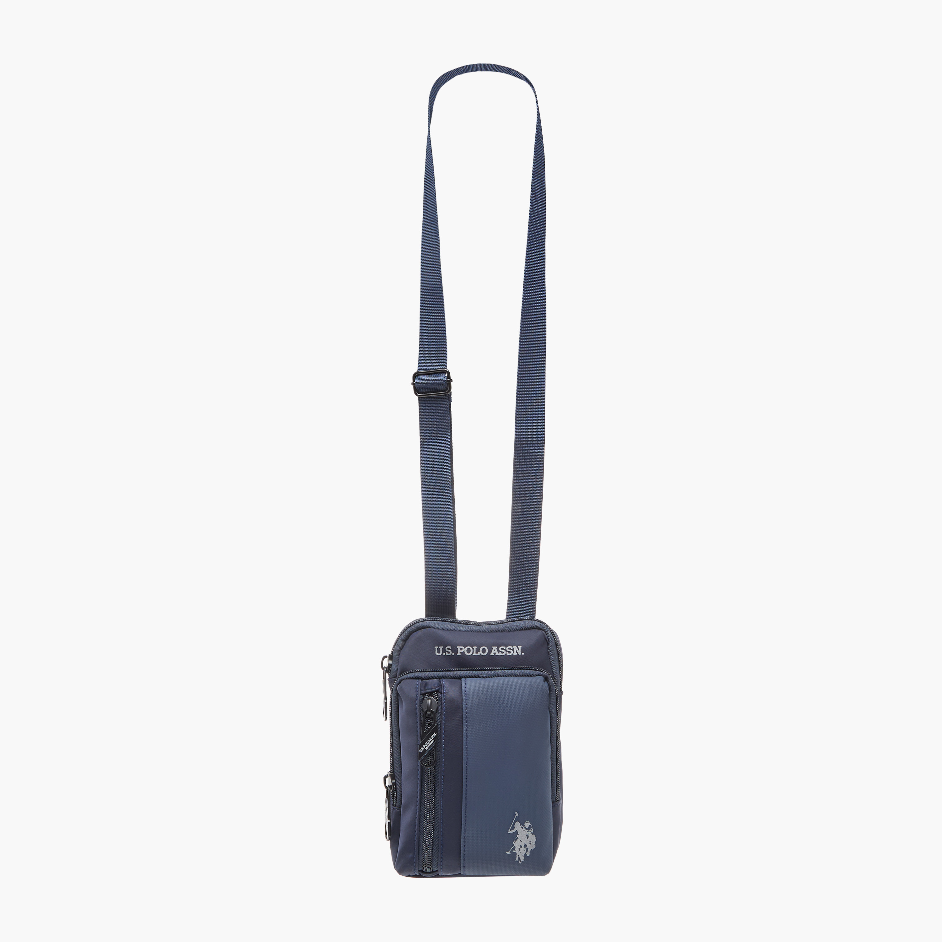 US POLO ASSN. Logo Print Panelled Crossbody Bag with Zip Closure-women-bagsandwallets-handbags-image-2