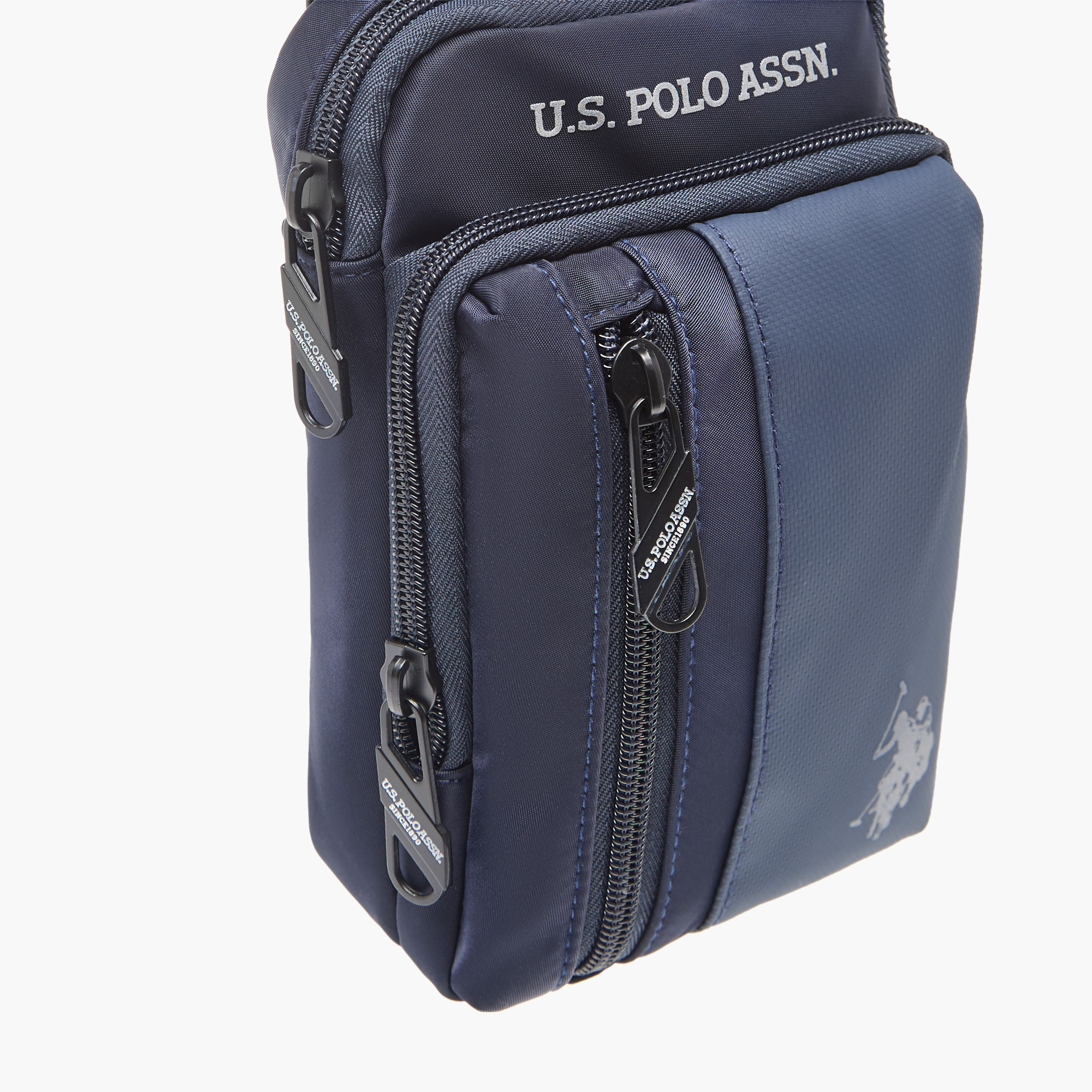 US POLO ASSN. Logo Print Panelled Crossbody Bag with Zip Closure-women-bagsandwallets-handbags-image-4