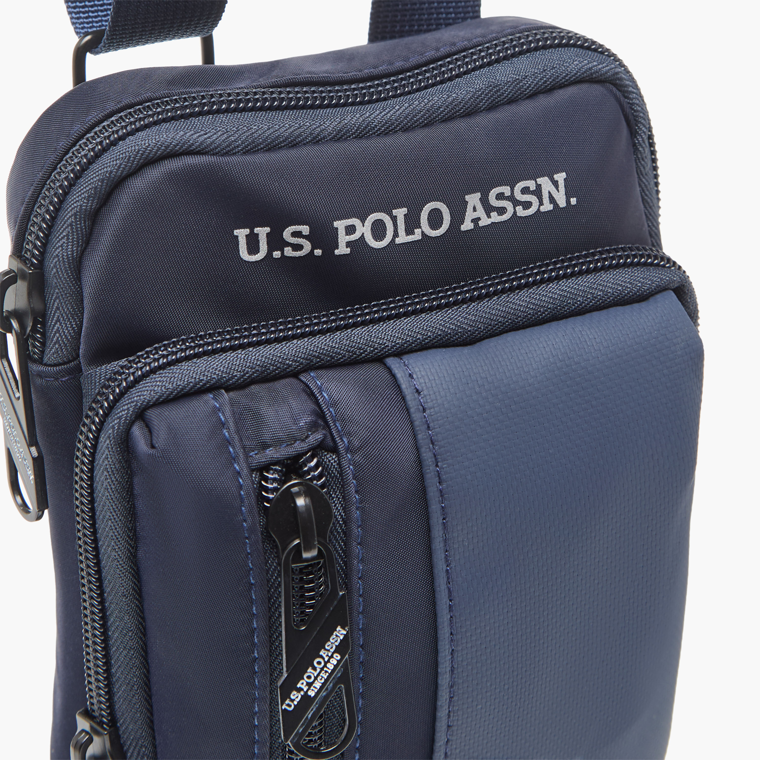 US POLO ASSN. Logo Print Panelled Crossbody Bag with Zip Closure-women-bagsandwallets-handbags-image-5