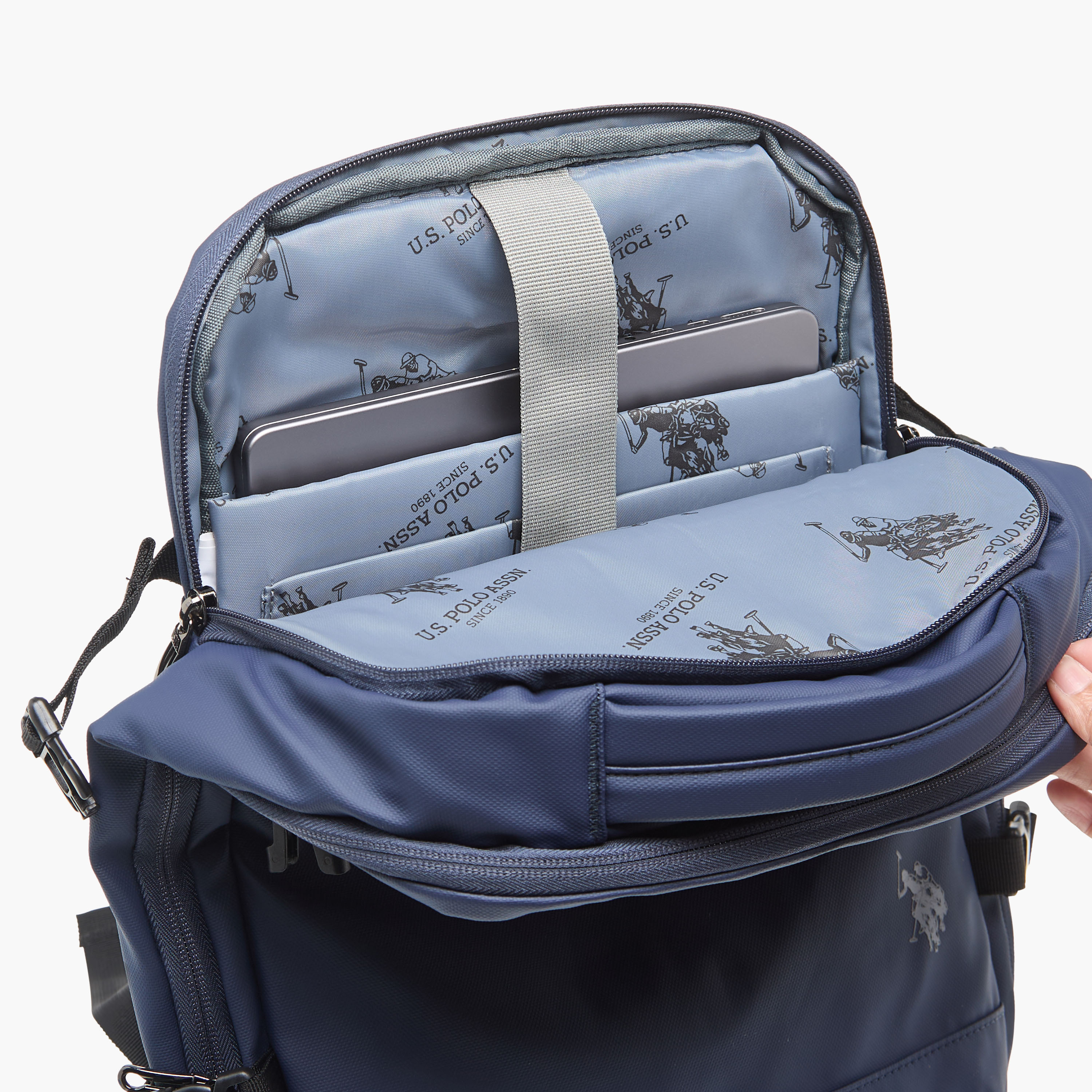 US POLO ASSN. Textured Backpack with Adjustable Shoulder Straps-school-bagsandbackpacks-backpacks-image-9