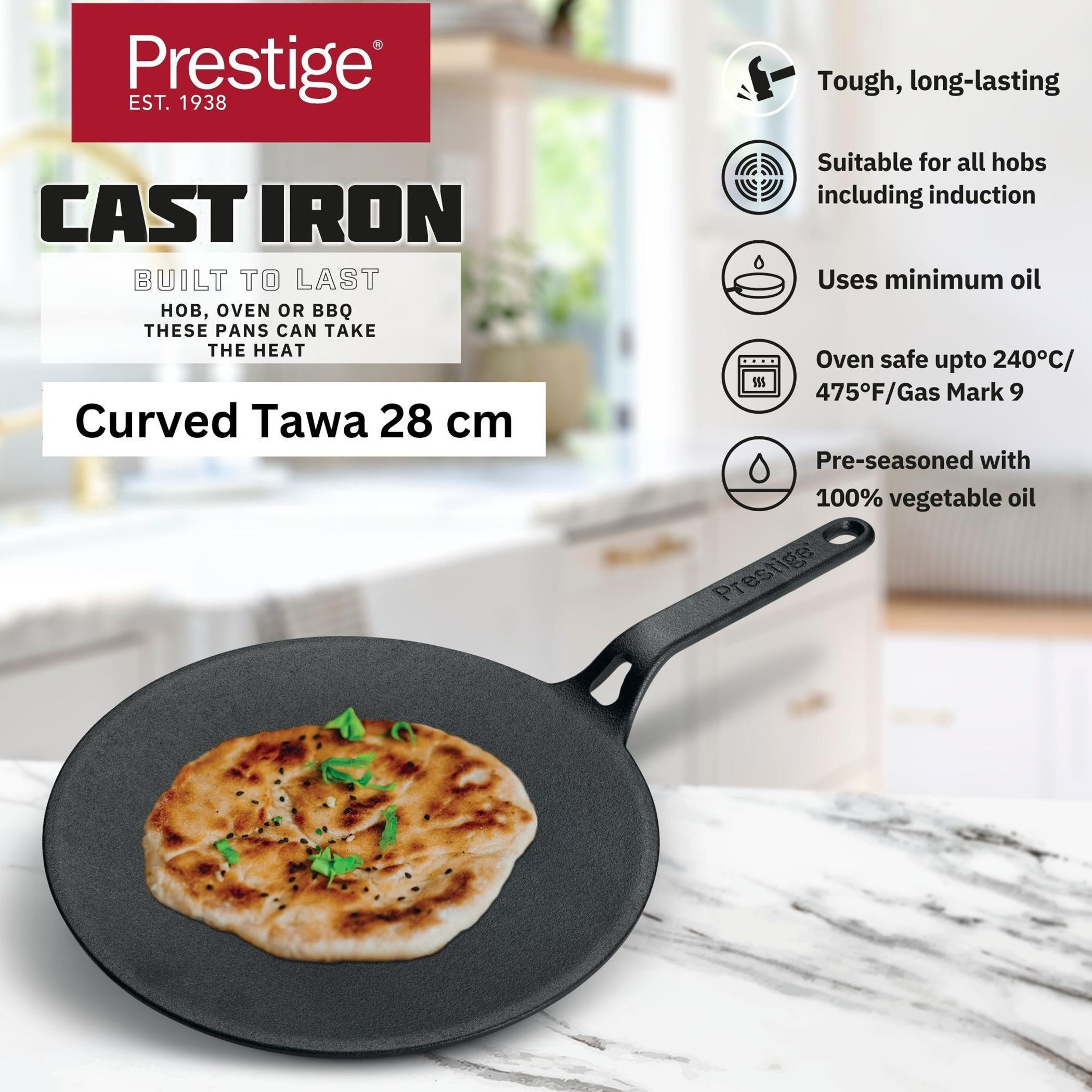 Prestige Cast Iron Curved Tawa - 28 cms-household-kitchen-cookware-cookwareandsets-image-2