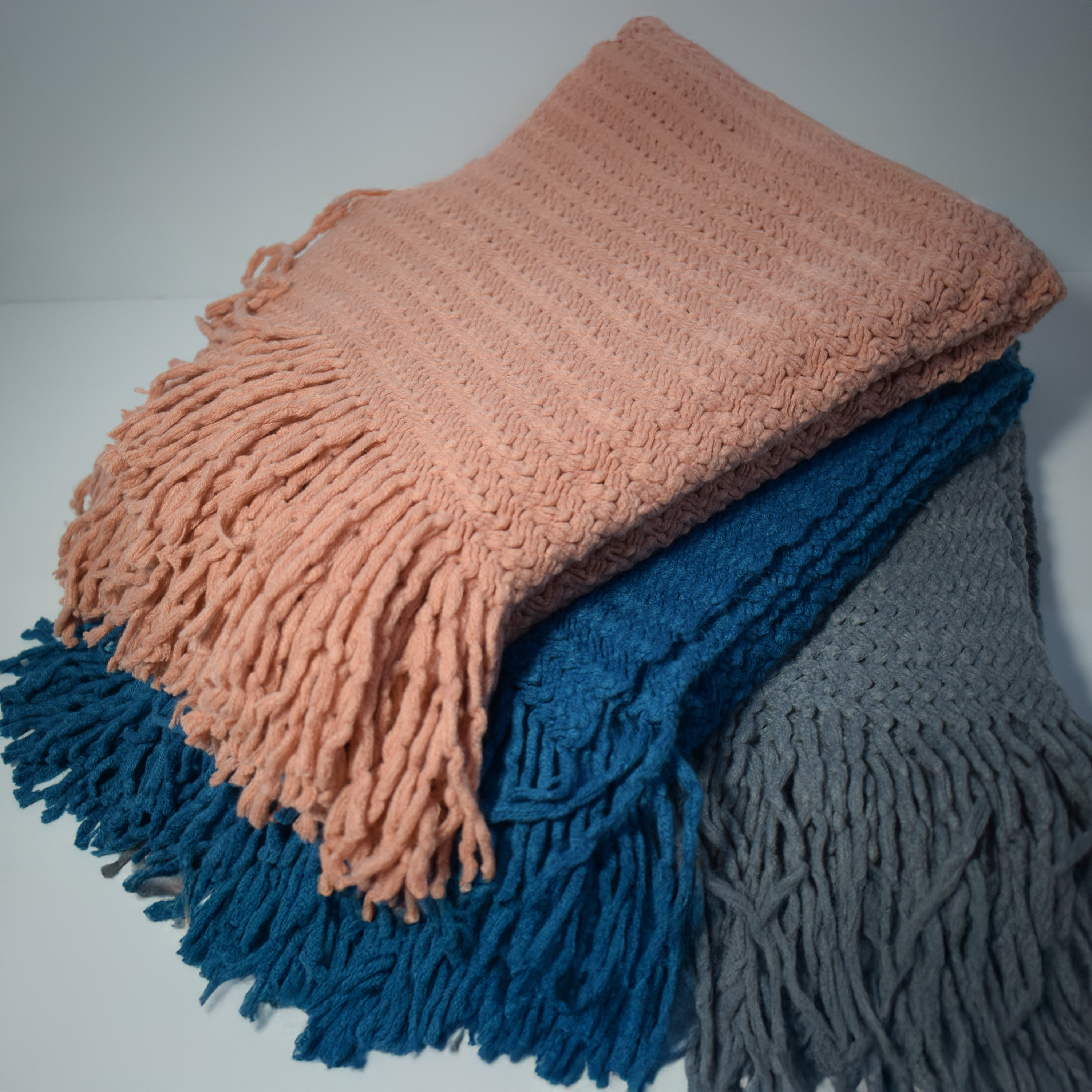 Karleen Decor Textured Acrylic Throw with Tassel - 127x152 cm-household-bedding-blankets-image-2