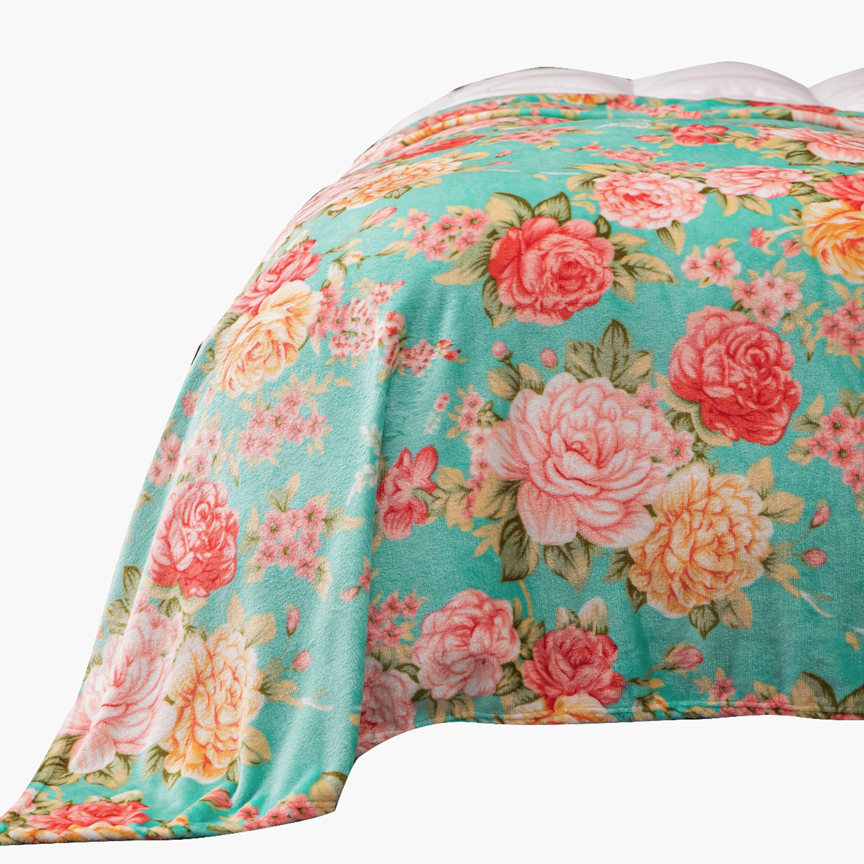 Karleen Decor Floral Print Flannel Blanket - 220x240 cm-household-bedding-blankets-image-2