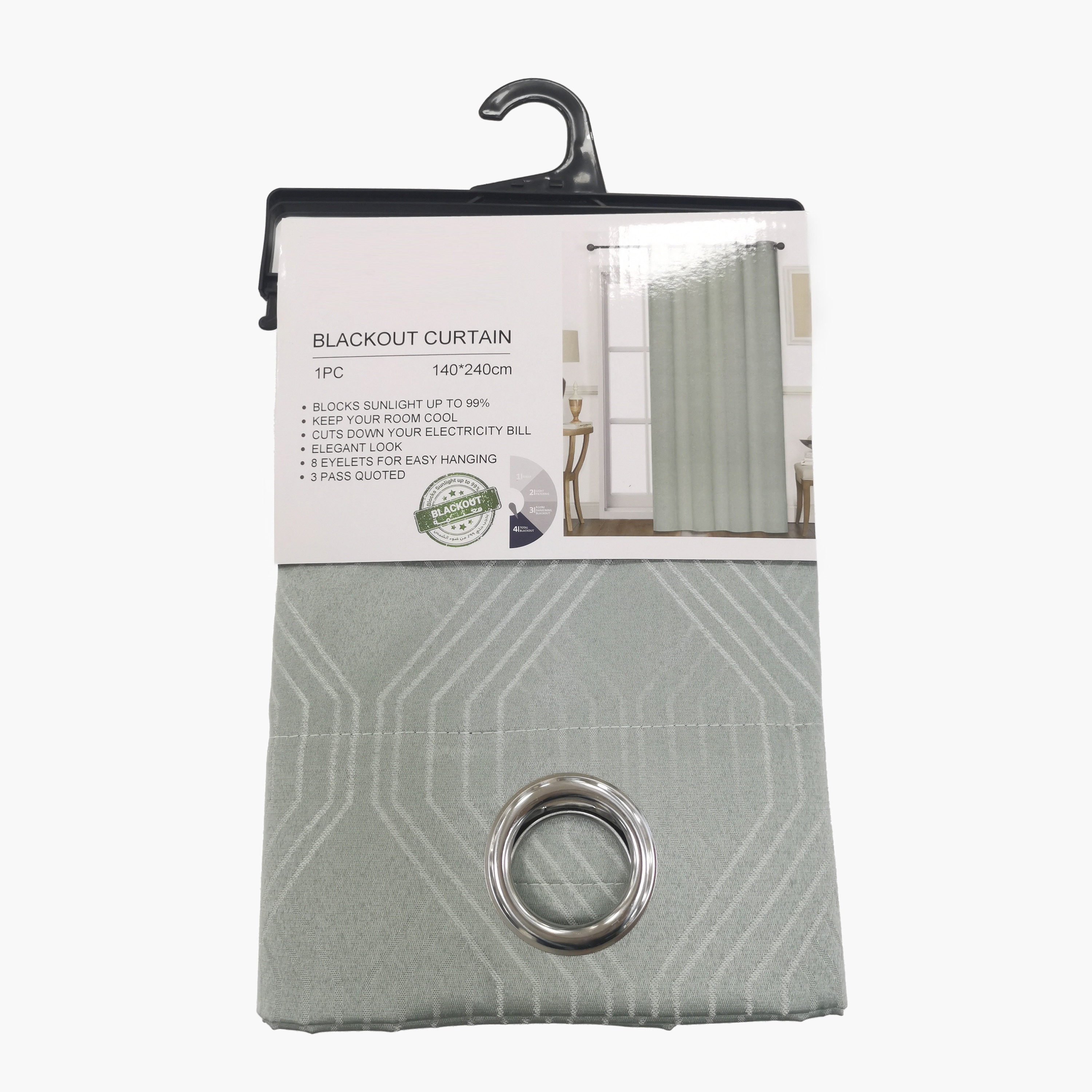 Textured Blackout Curtain with Eyelets - 140x240 cm-household-windows-curtains-image-2