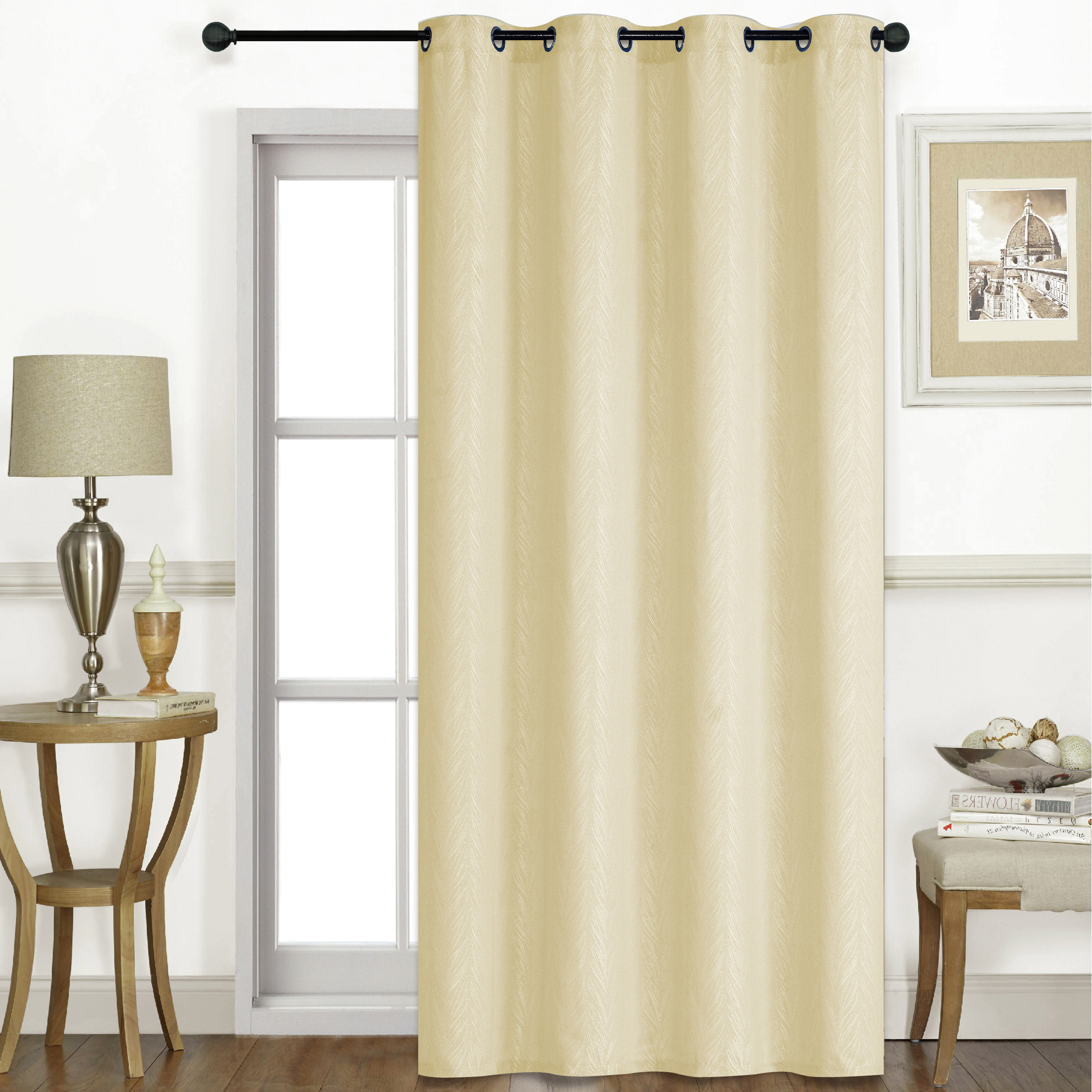 ستارة تعتيم بارزة الملمس بحلقات - 140x240 سم-household-windows-curtains-image-1
