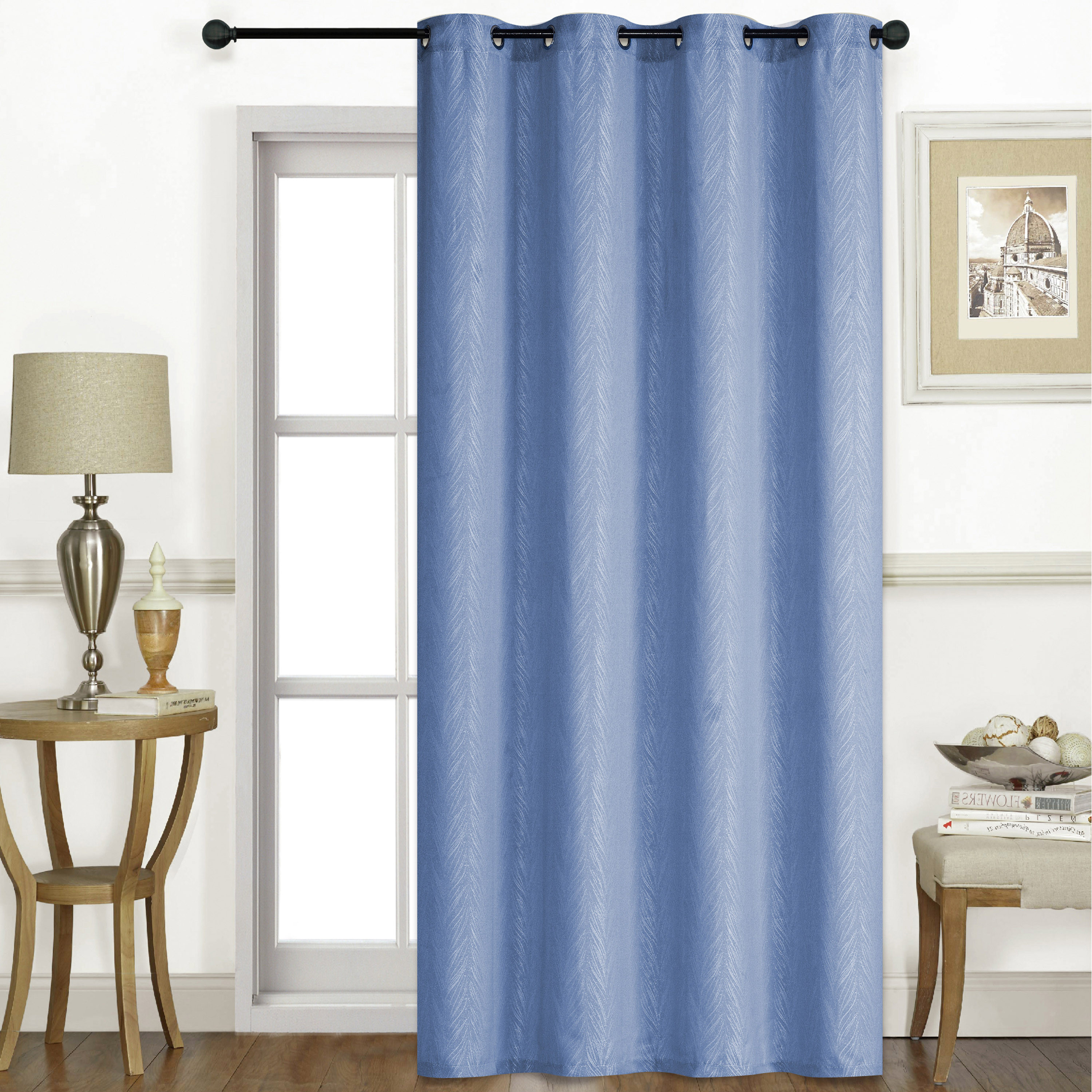 ستارة تعتيم بارزة الملمس بحلقات - 140x240 سم-household-windows-curtains-image-1