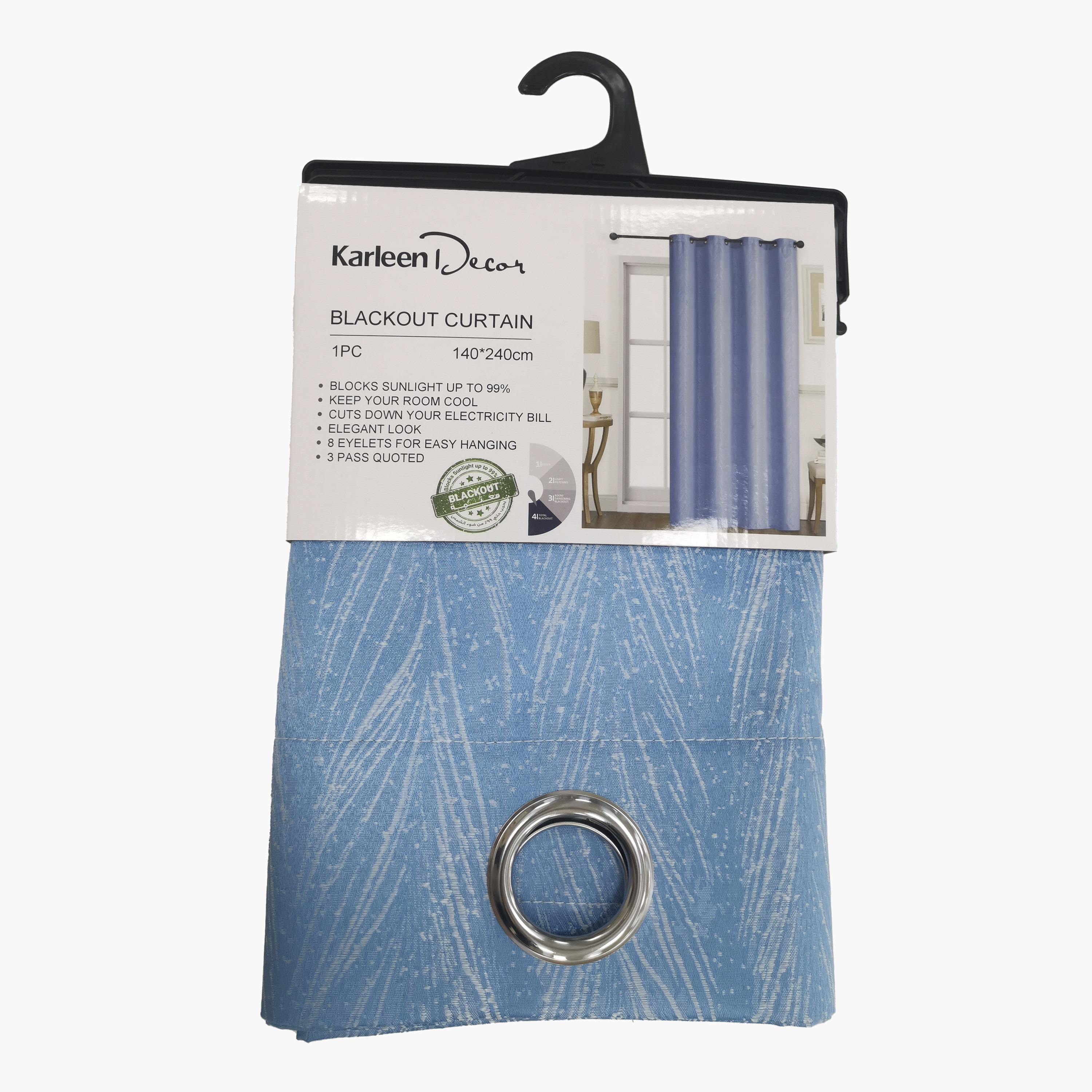 ستارة تعتيم بارزة الملمس بحلقات - 140x240 سم-household-windows-curtains-image-2