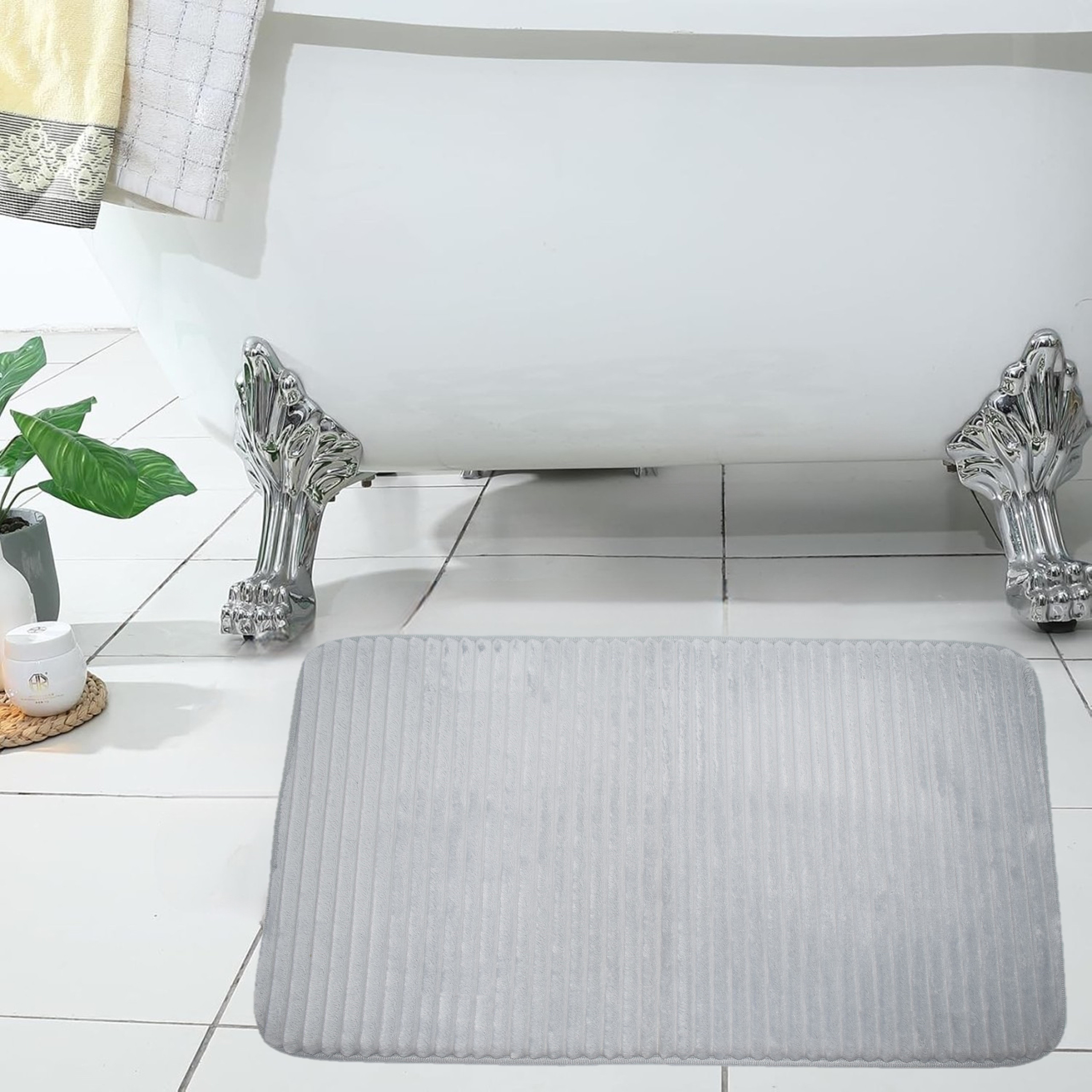 Karleen Decor Ribbed Flannel Foam Bath Mat-household-rugsandcarpets-doormats-image-1