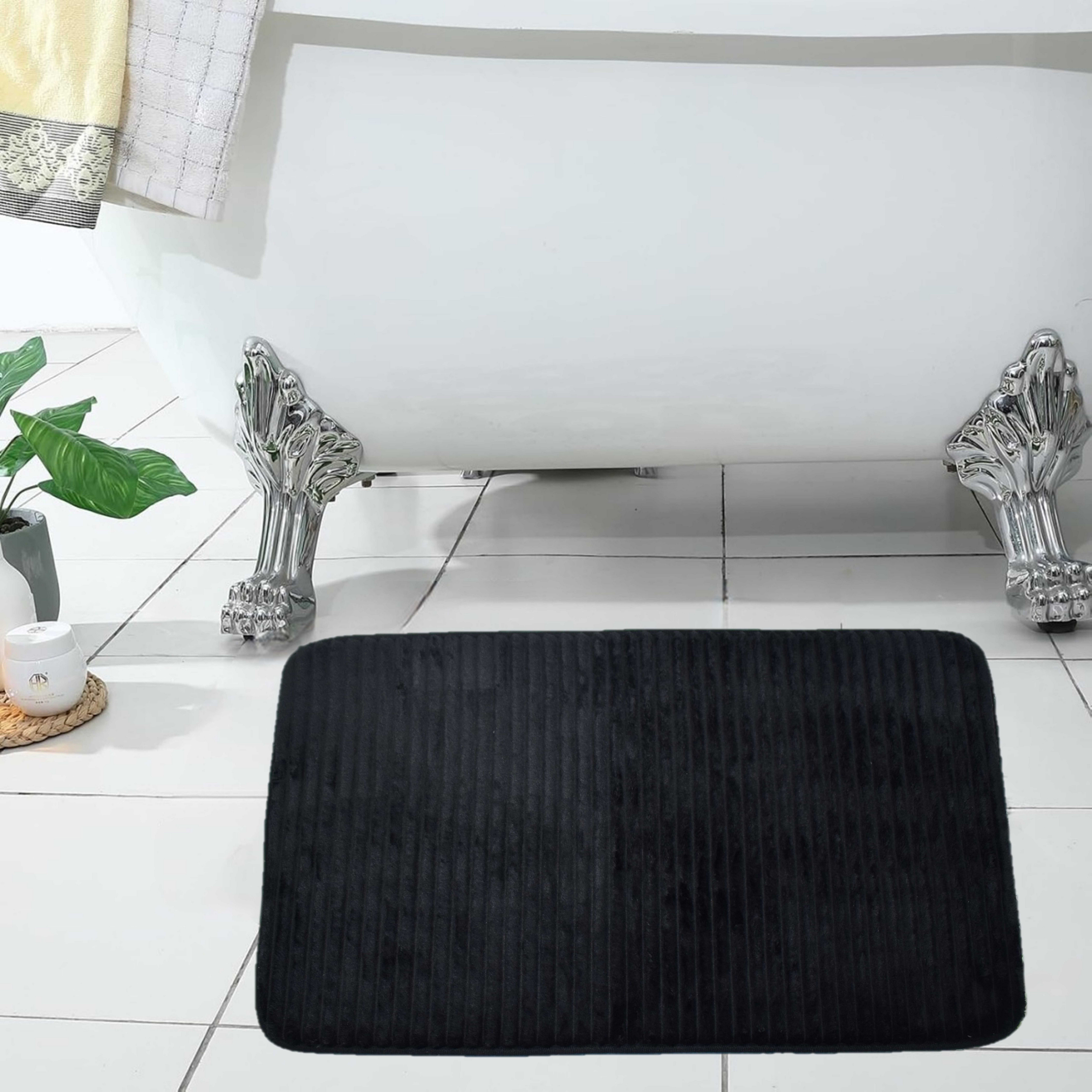 Karleen Decor Ribbed Flannel Foam Bath Mat-household-rugsandcarpets-doormats-image-1