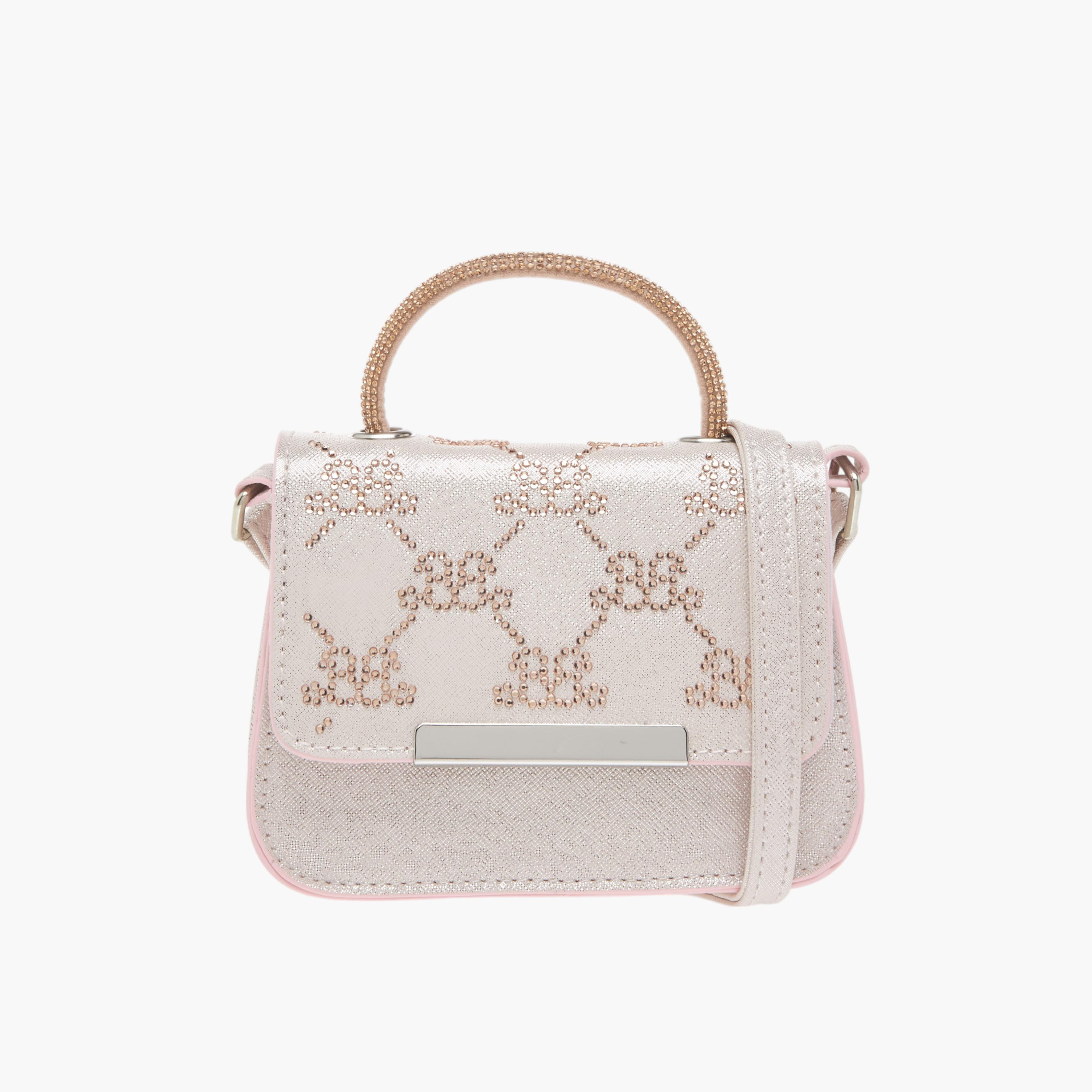 Barbie Embellished Crossbody Bag with Adjustable Strap and Flap Closure-girls-accessories-bags-image-1