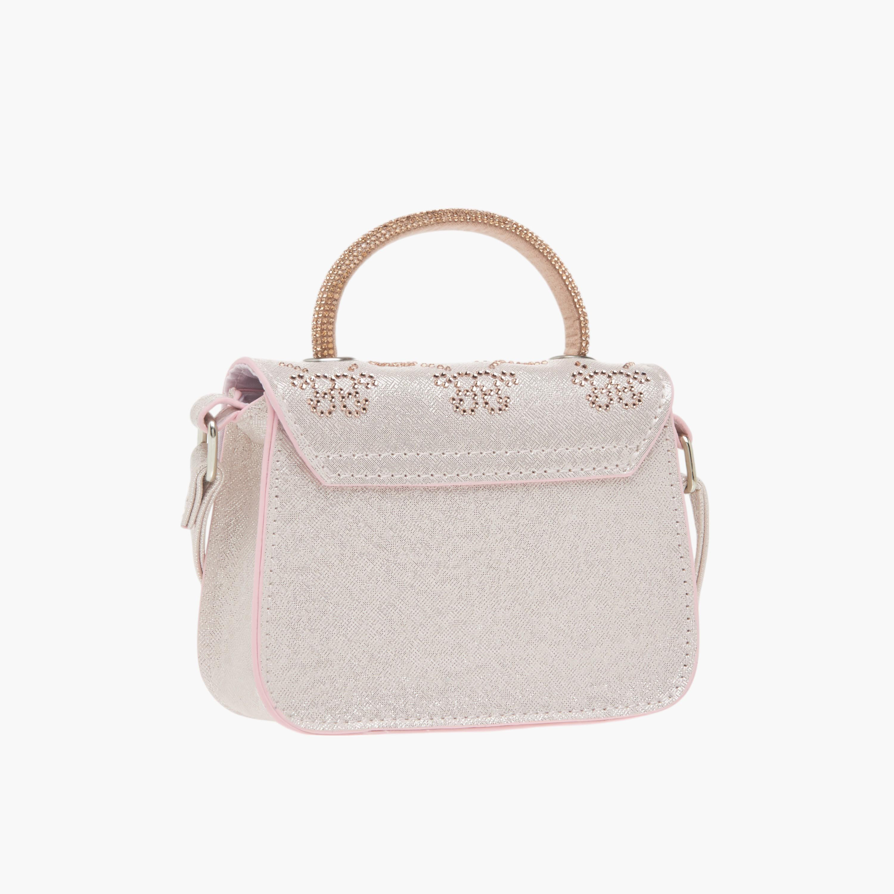 Barbie Embellished Crossbody Bag with Adjustable Strap and Flap Closure-girls-accessories-bags-image-3